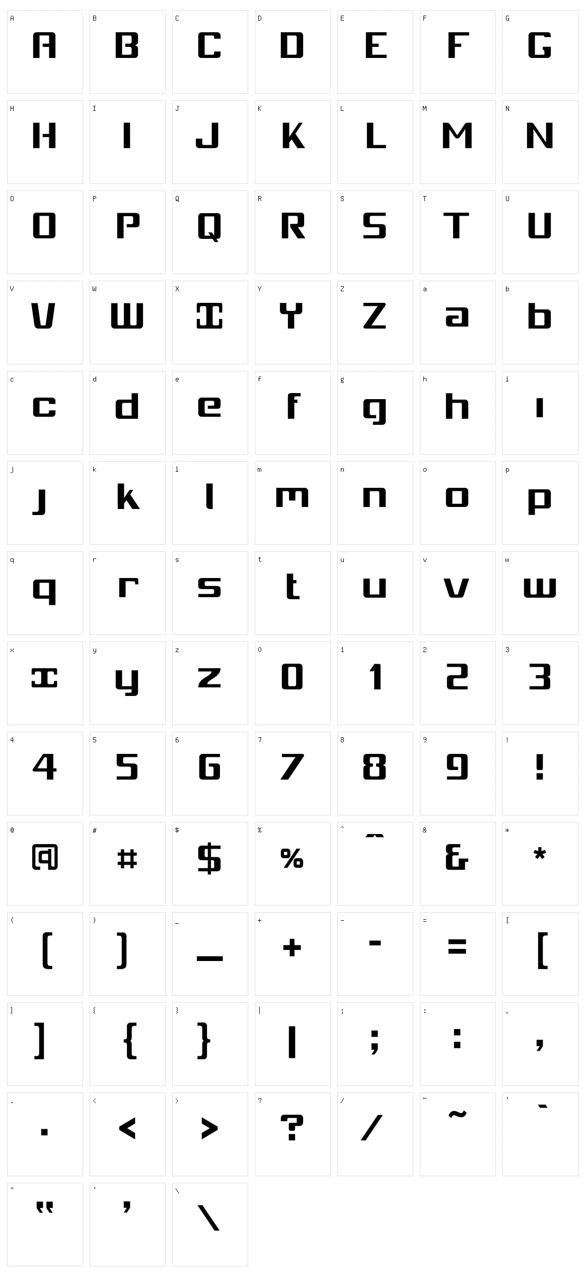 Mobitale Original Character Set