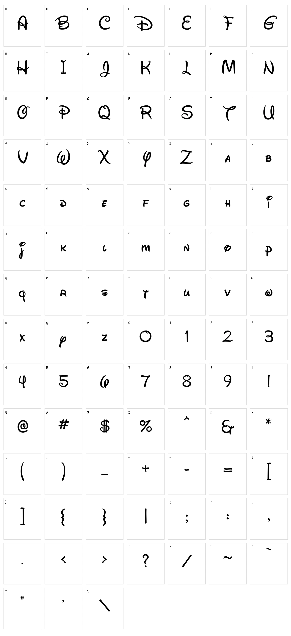 Waltograph Character Set