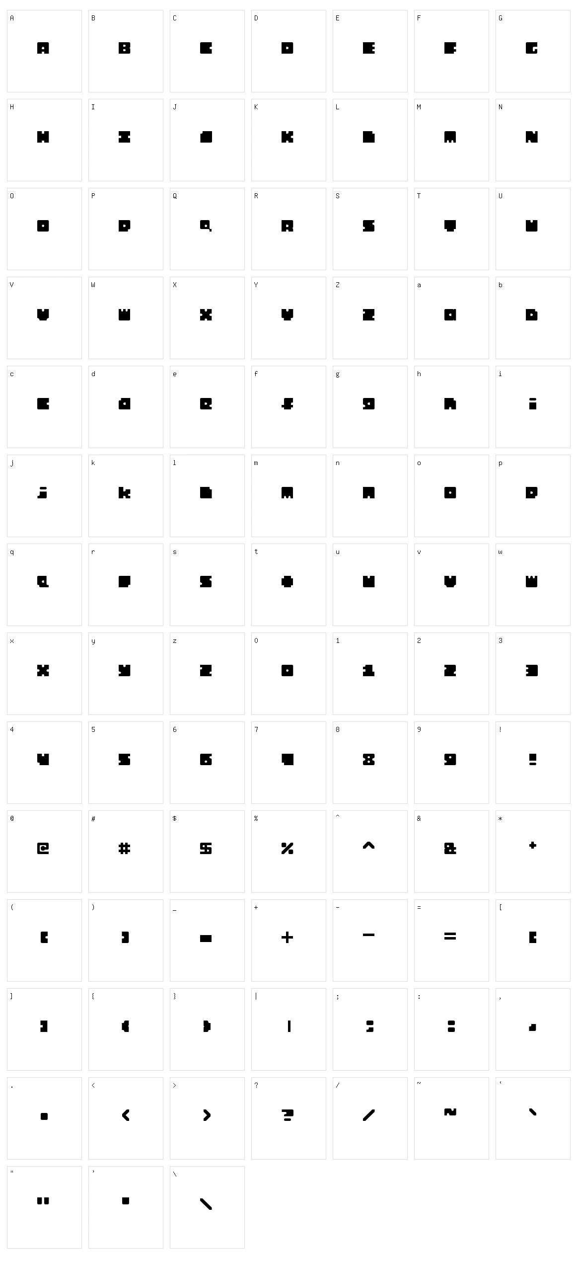 Monosquare Character Set