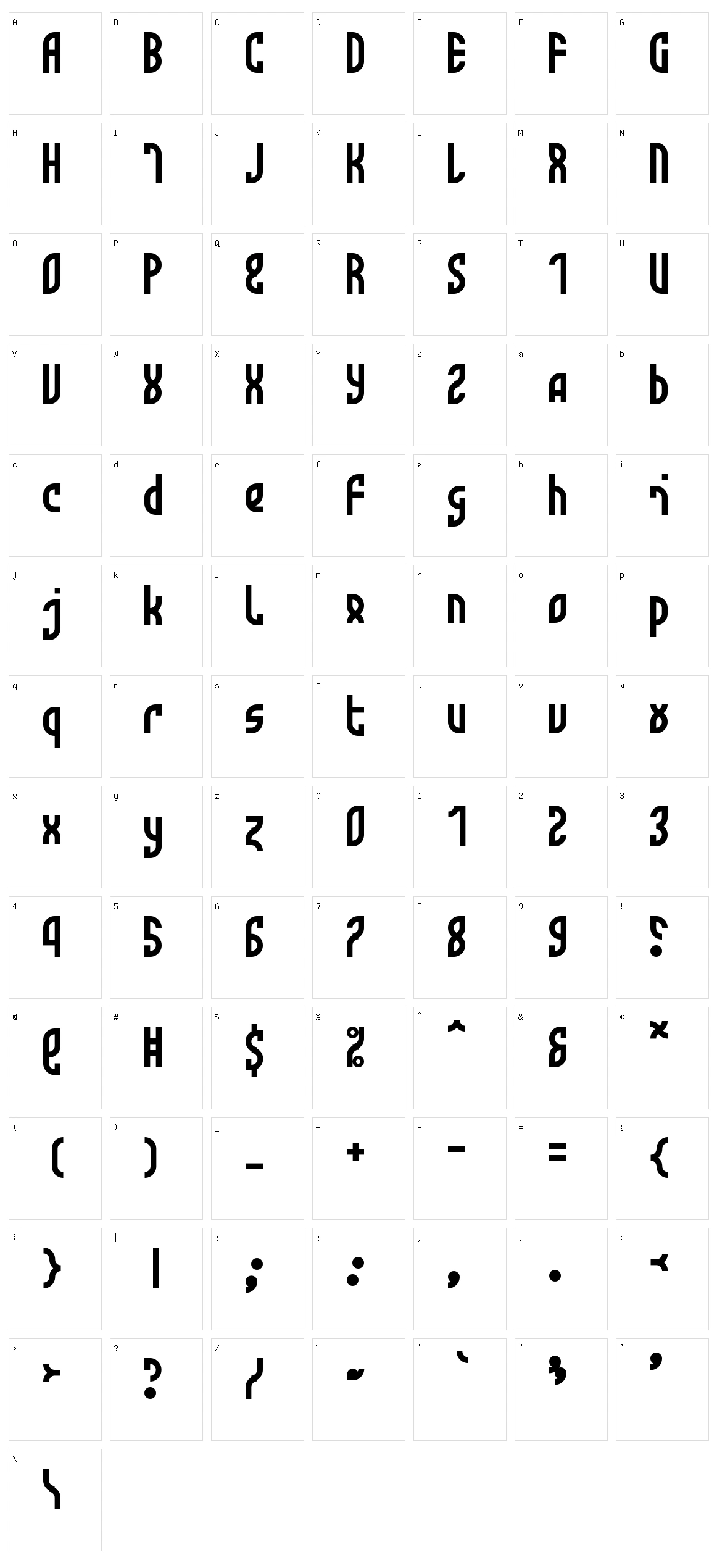 Monotwist Character Set