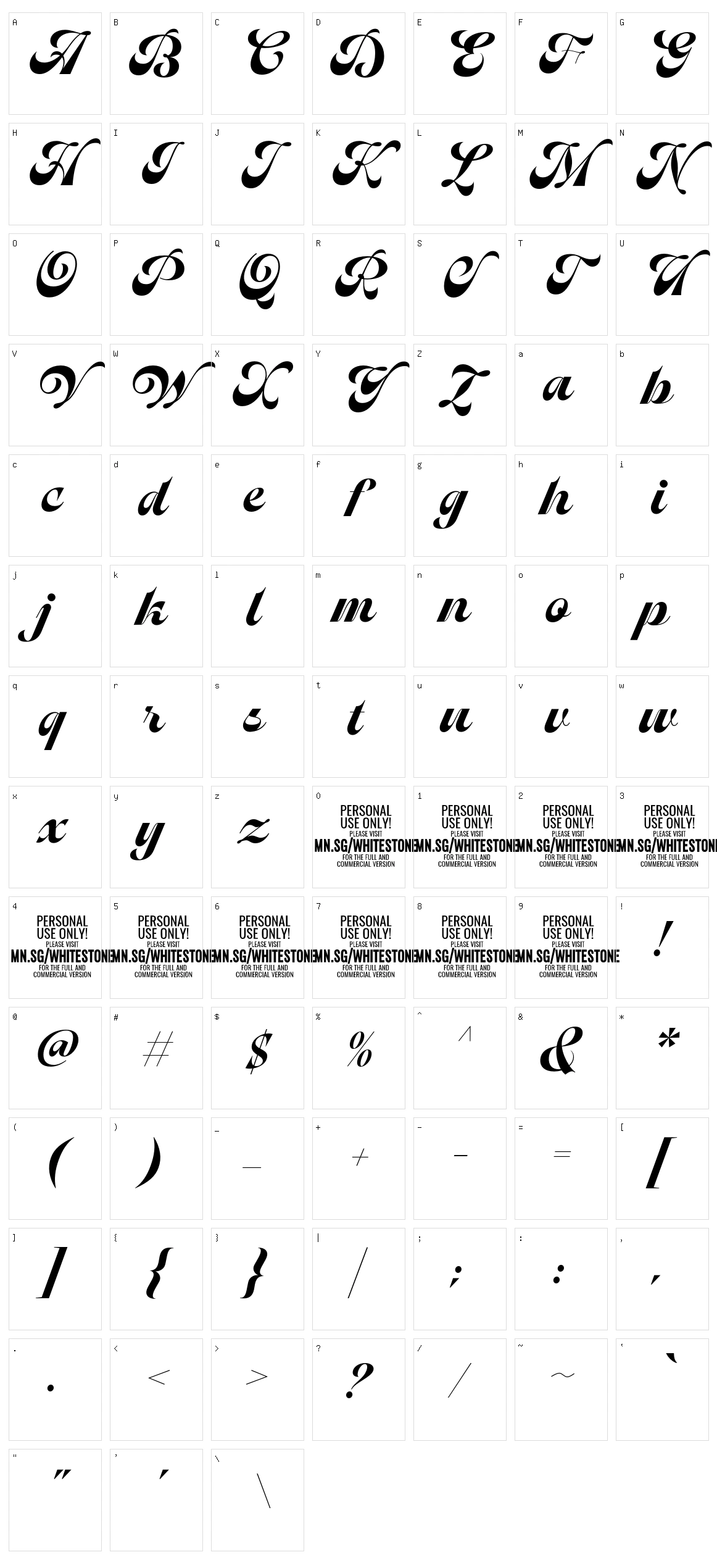 Whitestone Formal Character Set