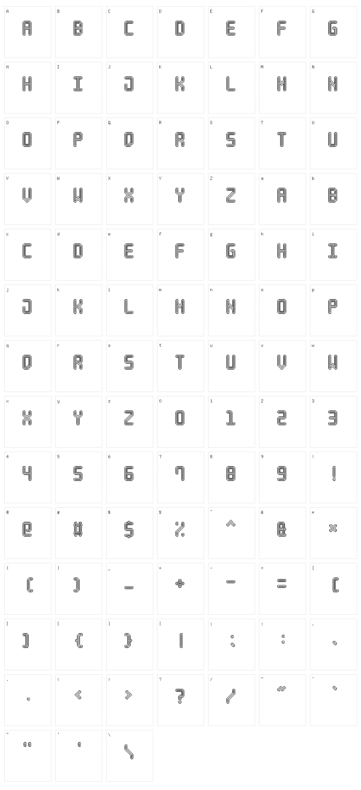 Neon Pixel-7 Character Set