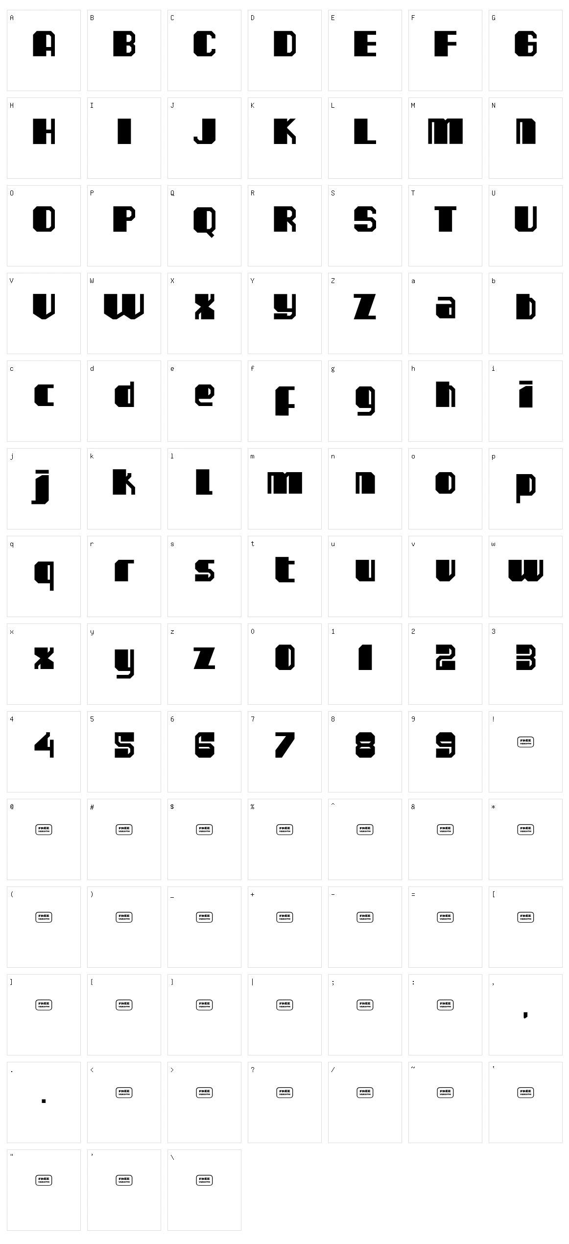 Netbee Character Set