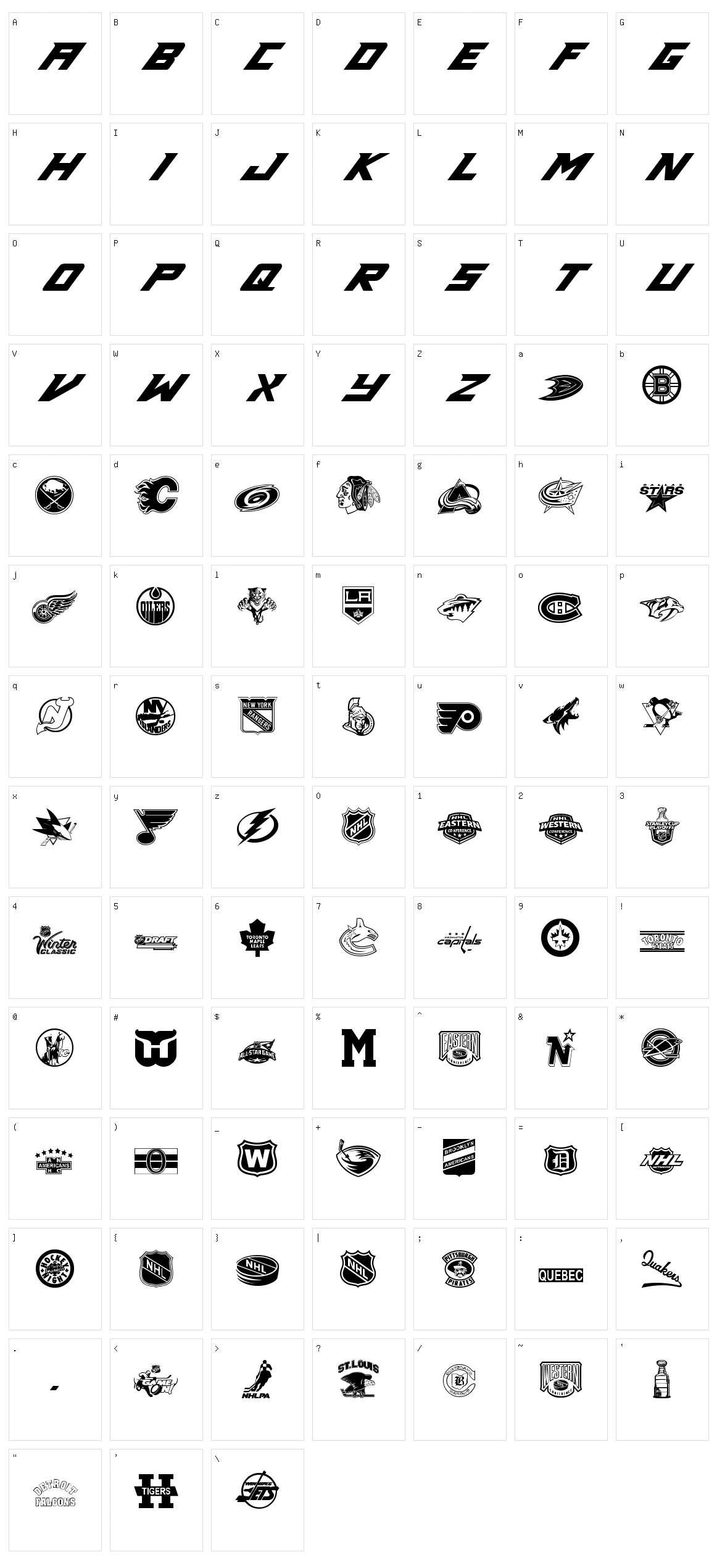 NHL Character Set