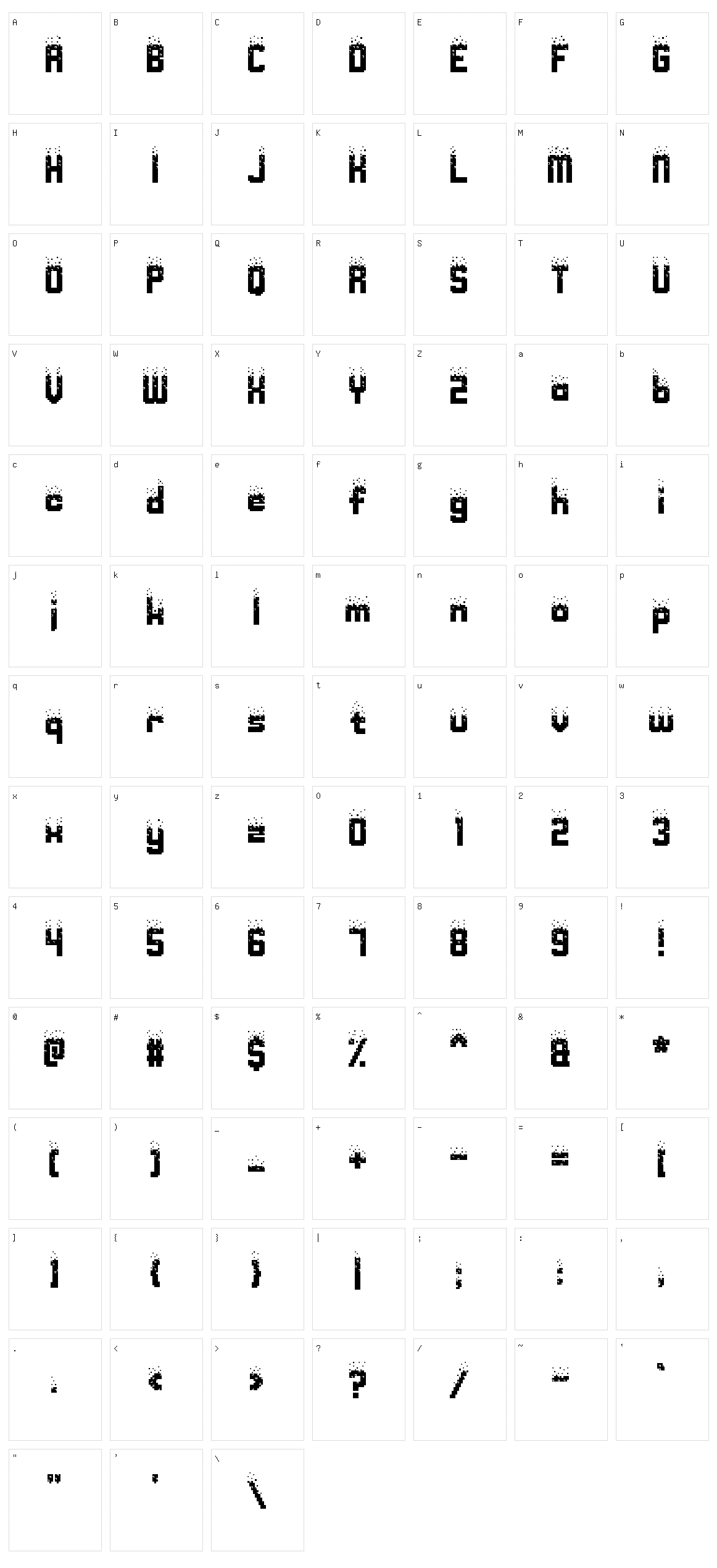 Nightmare Codehack Character Set