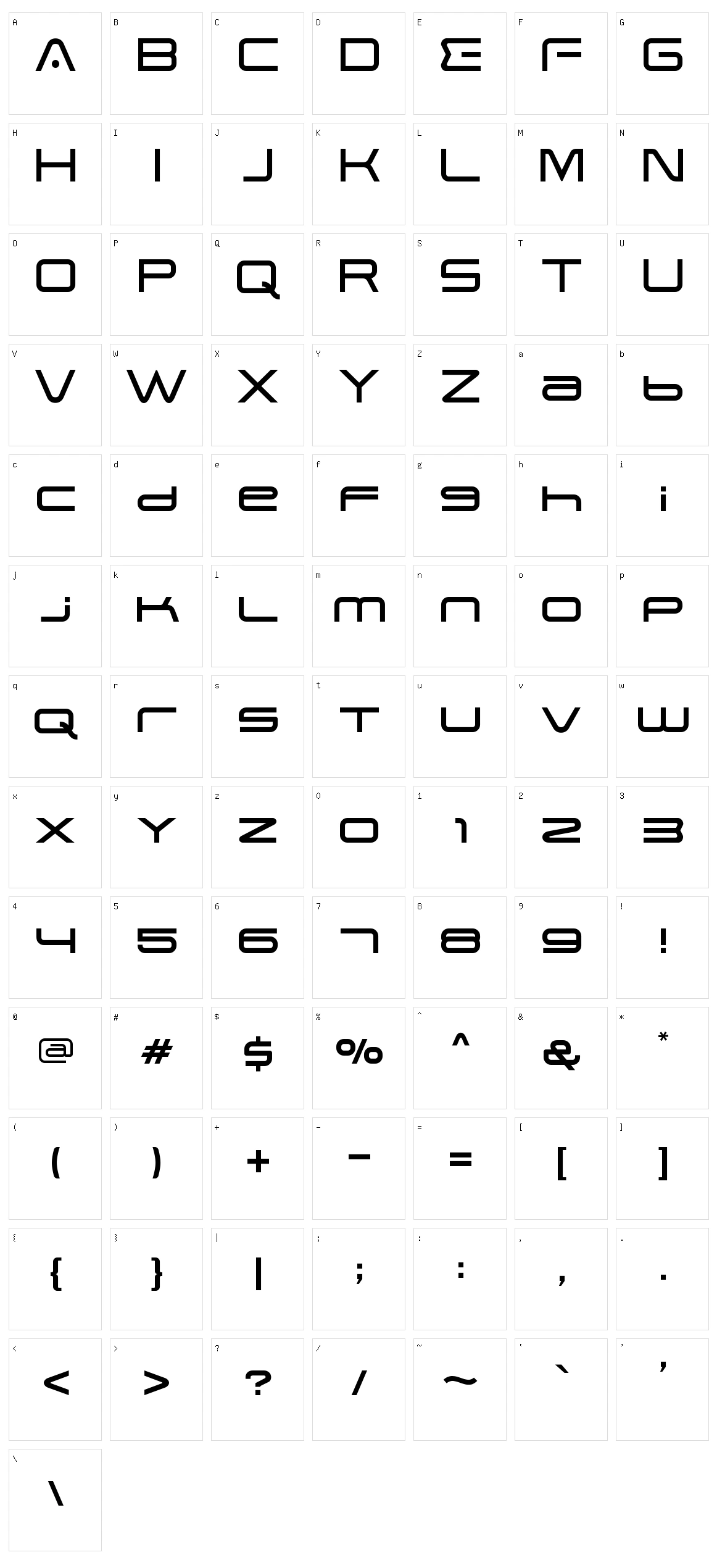 Nucleo Character Set