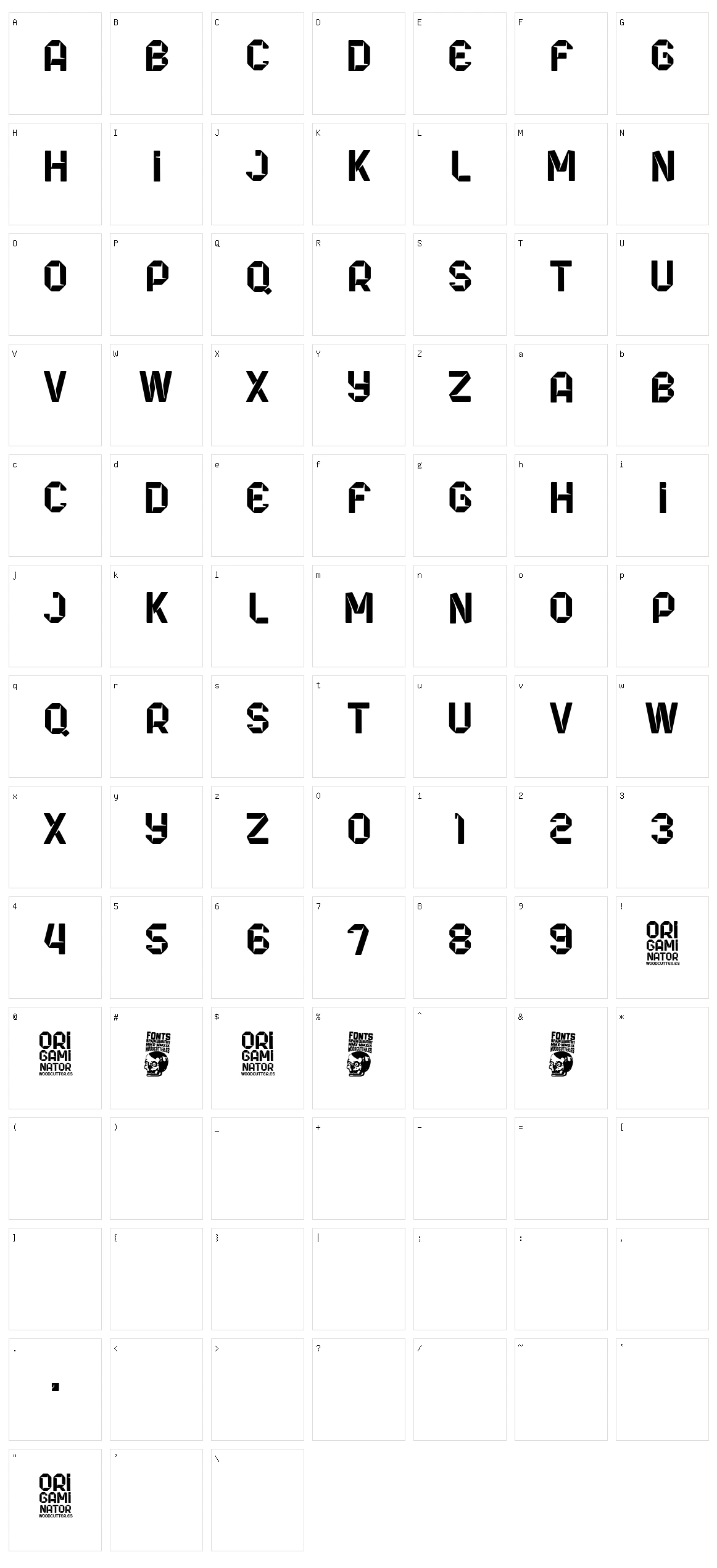 Origaminator Character Set