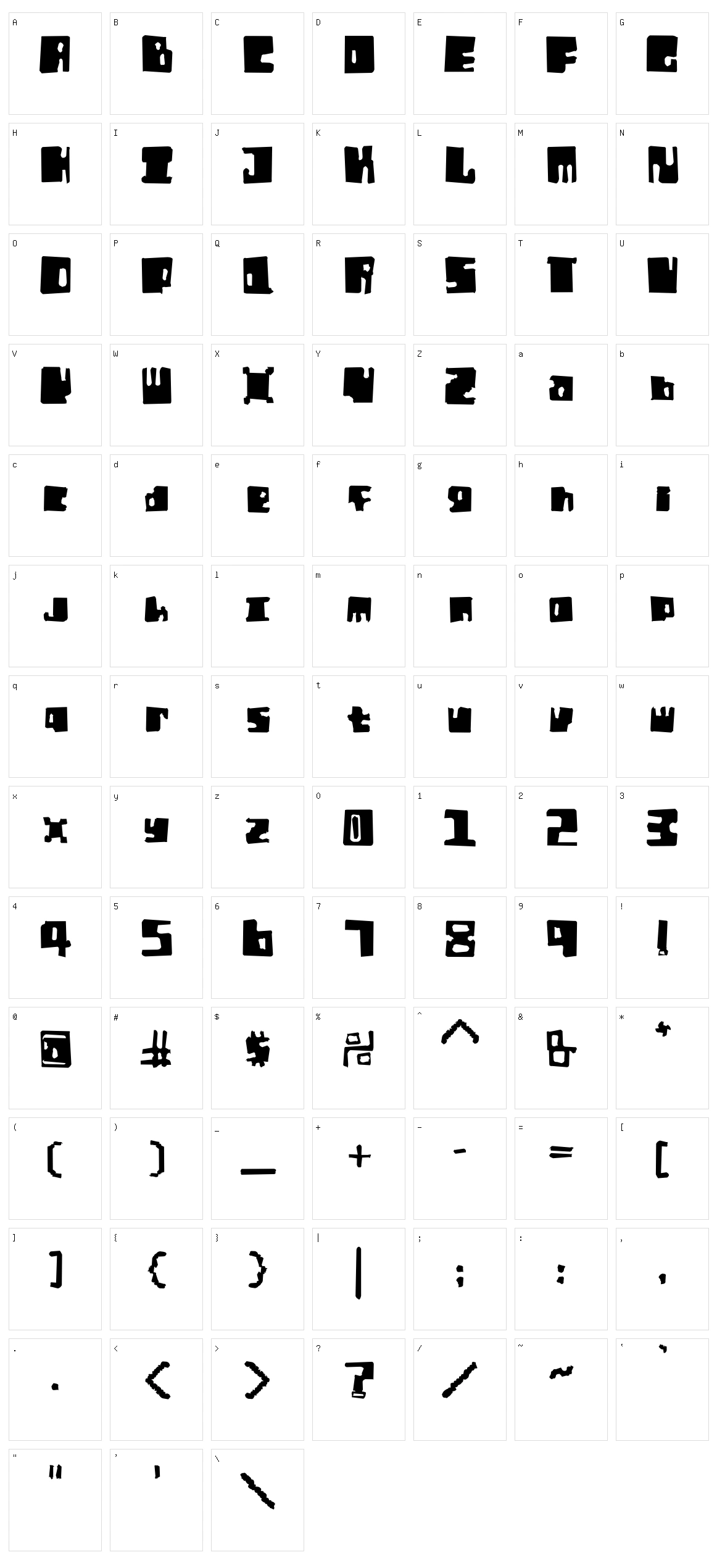 Orthotopes Character Set