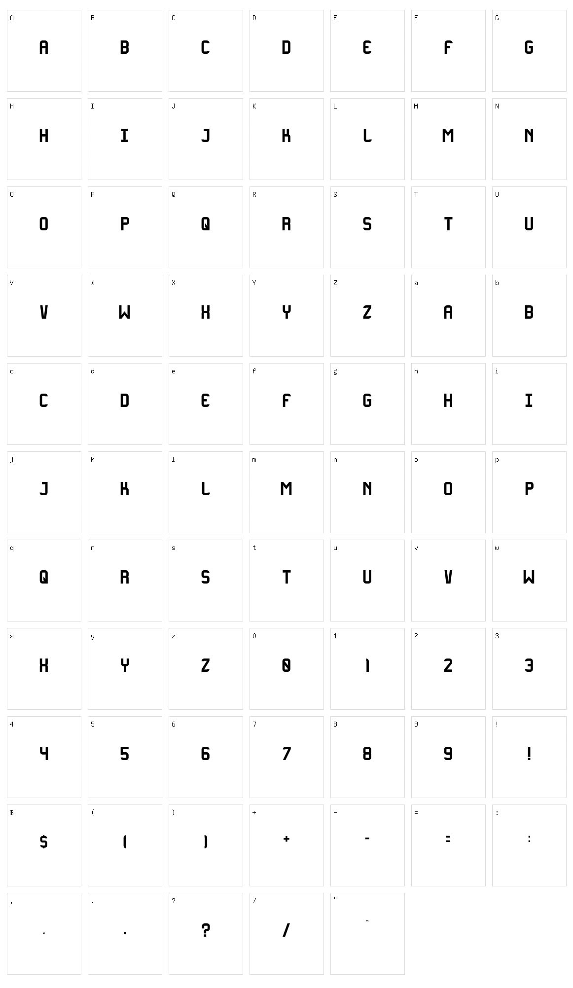 Oxygen Character Set