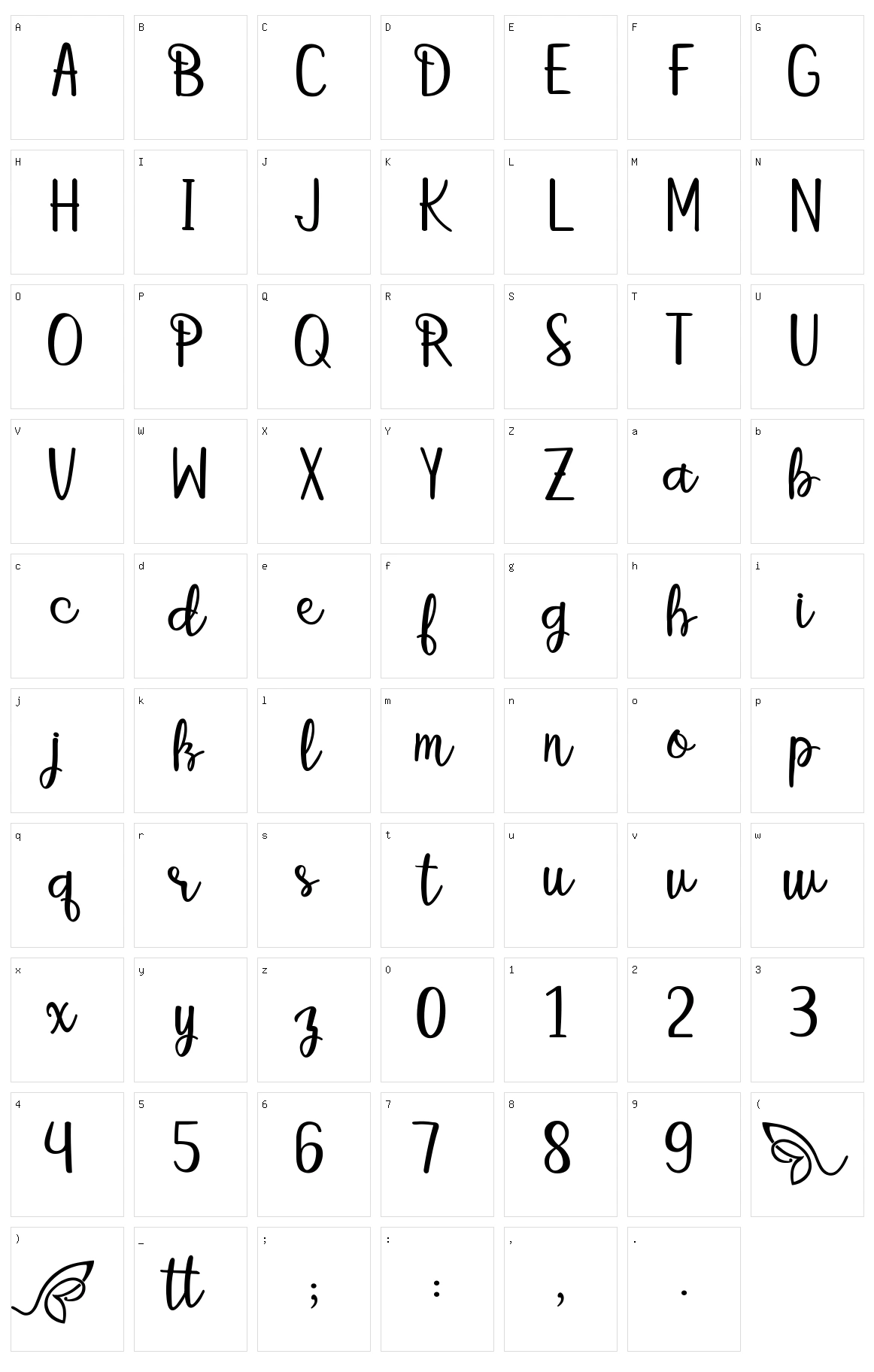 Betterfly Character Set