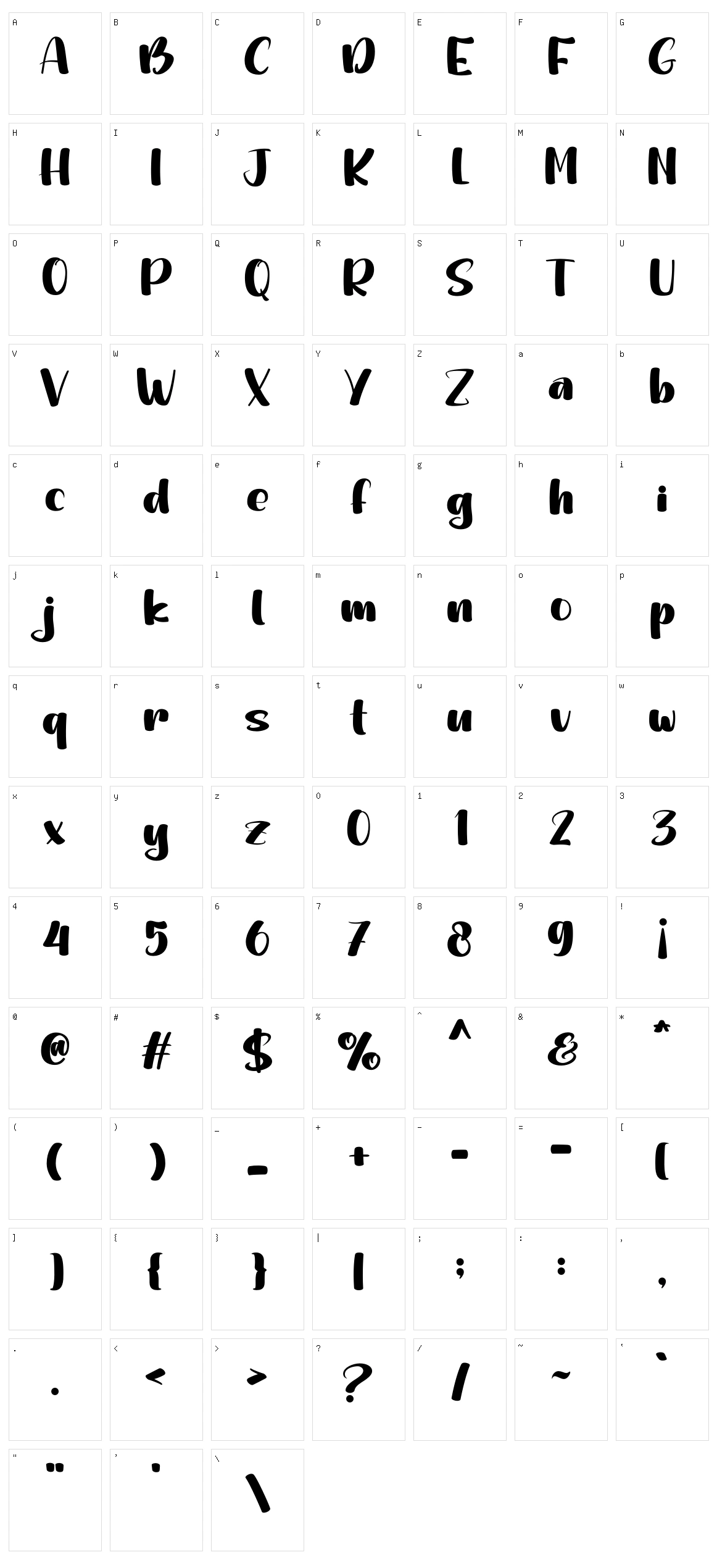 Justine Character Set