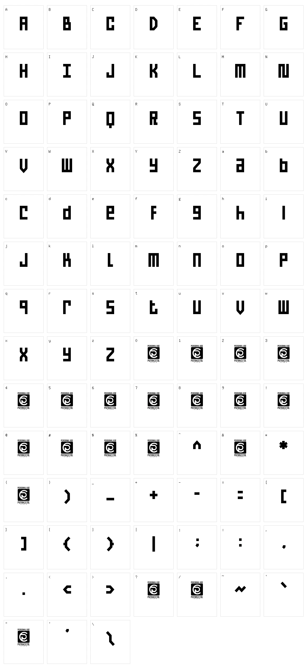 Pixel Bit Character Set