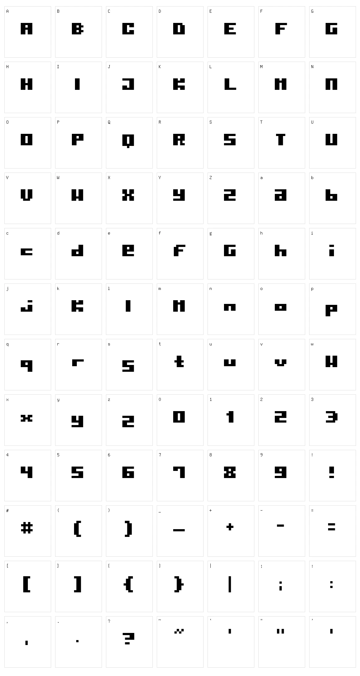 Pormask Character Set