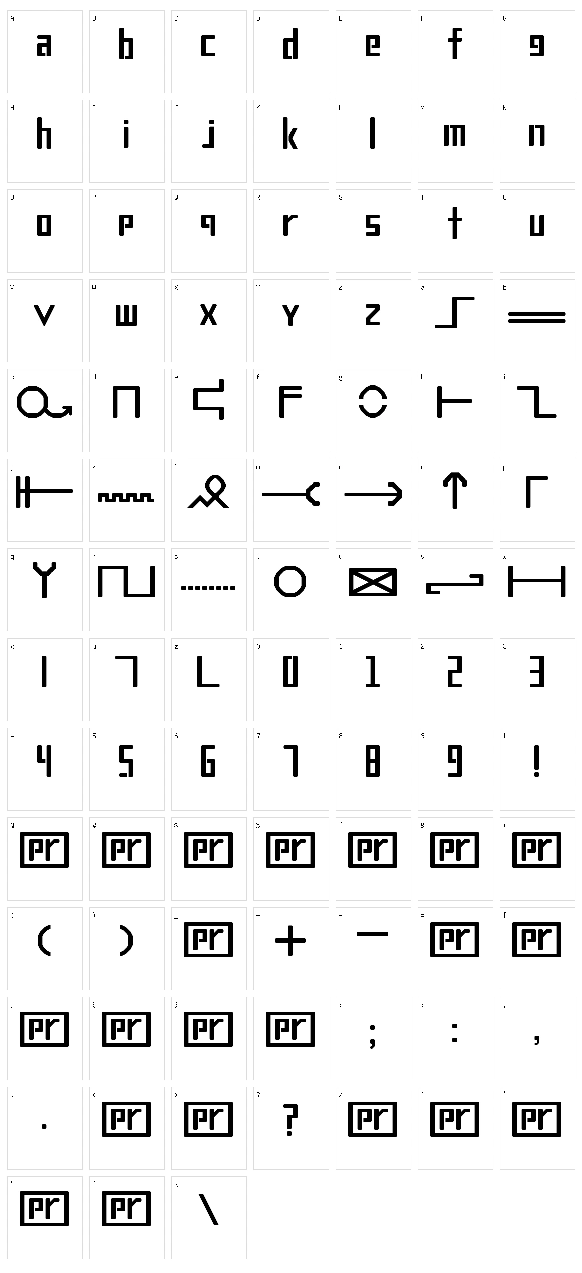 Proofreader Character Set