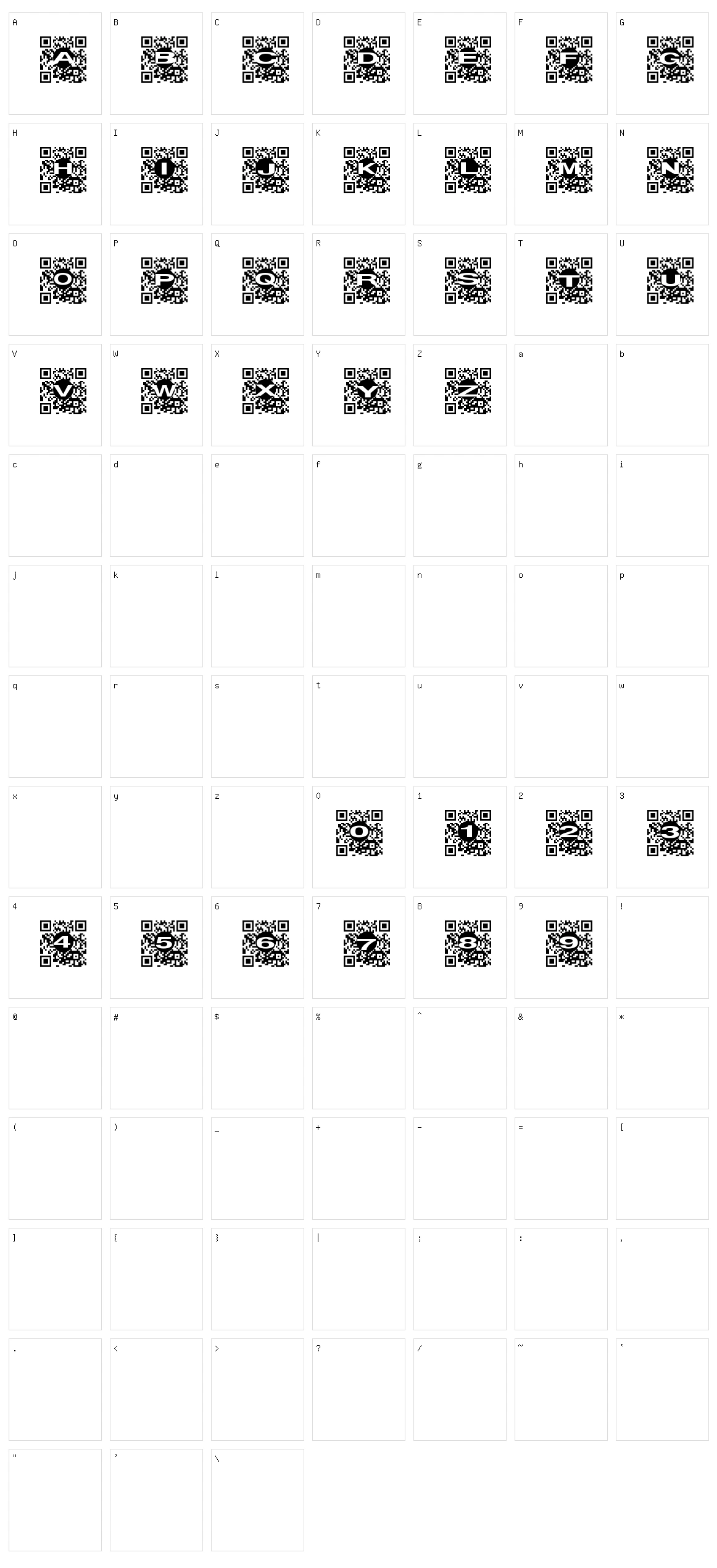 Qrurl Character Set