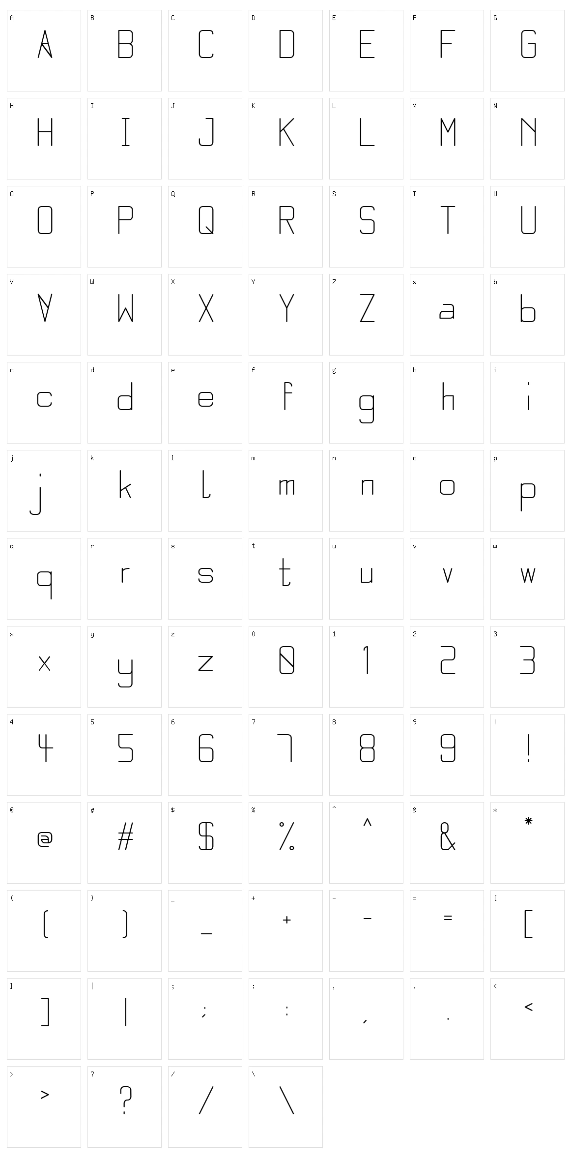 Quarter Sans Character Set