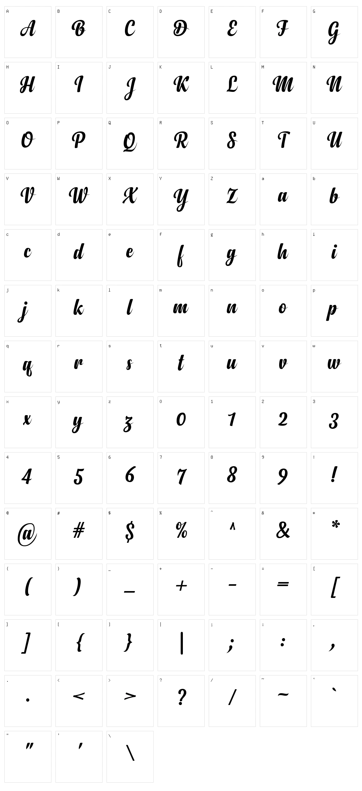 Anydore Character Set