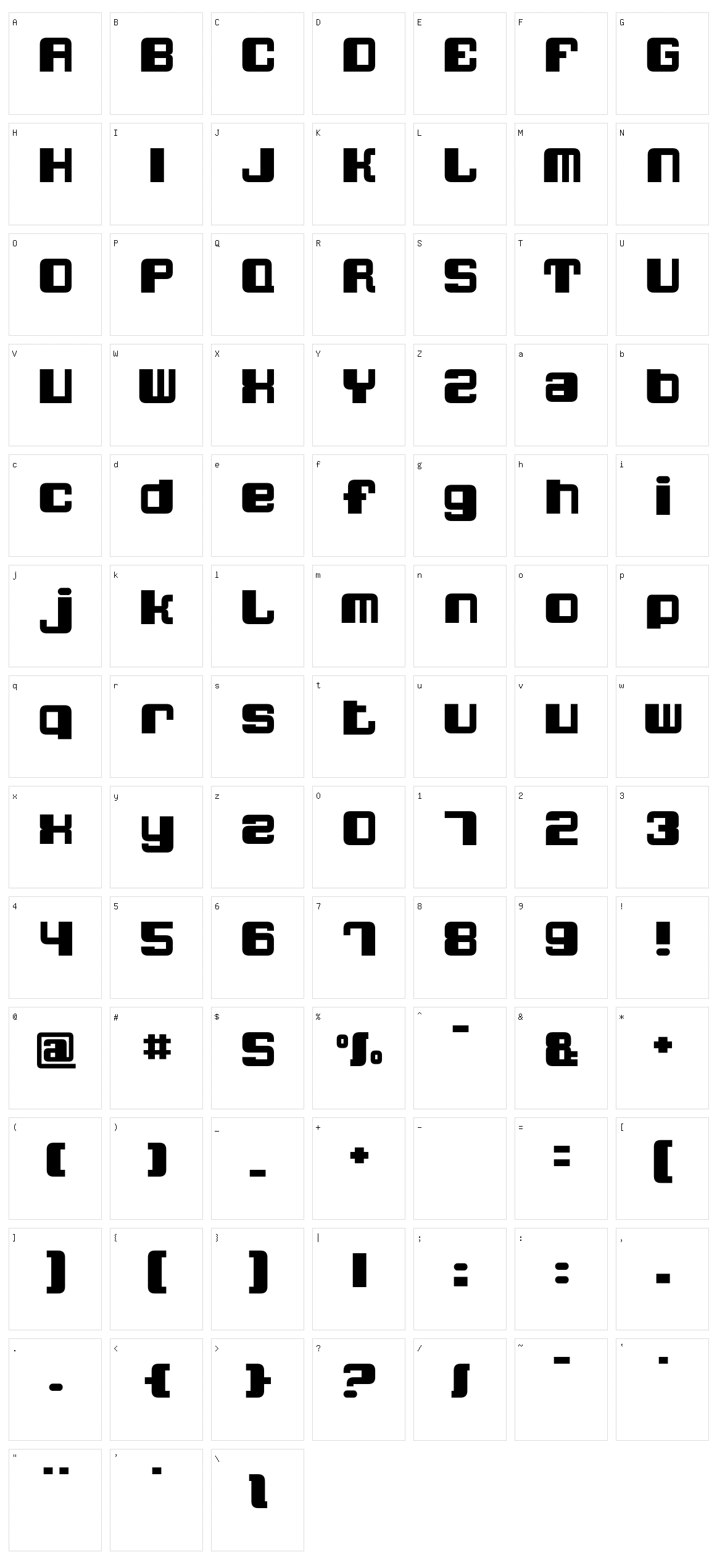 Quatron Character Set