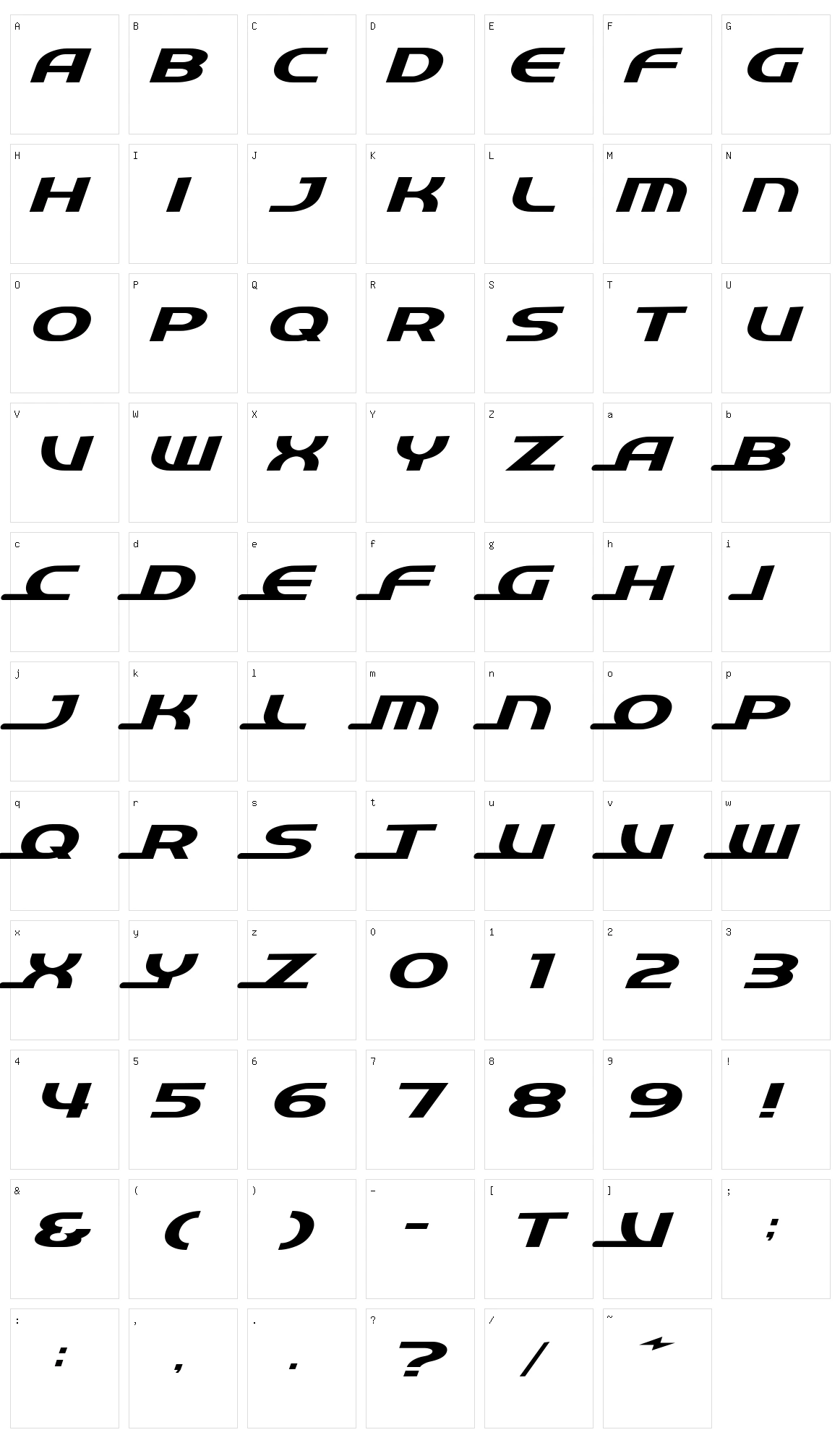 Quick Express Character Set