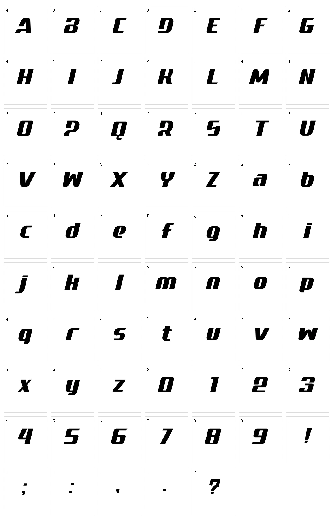 Raceline Character Set