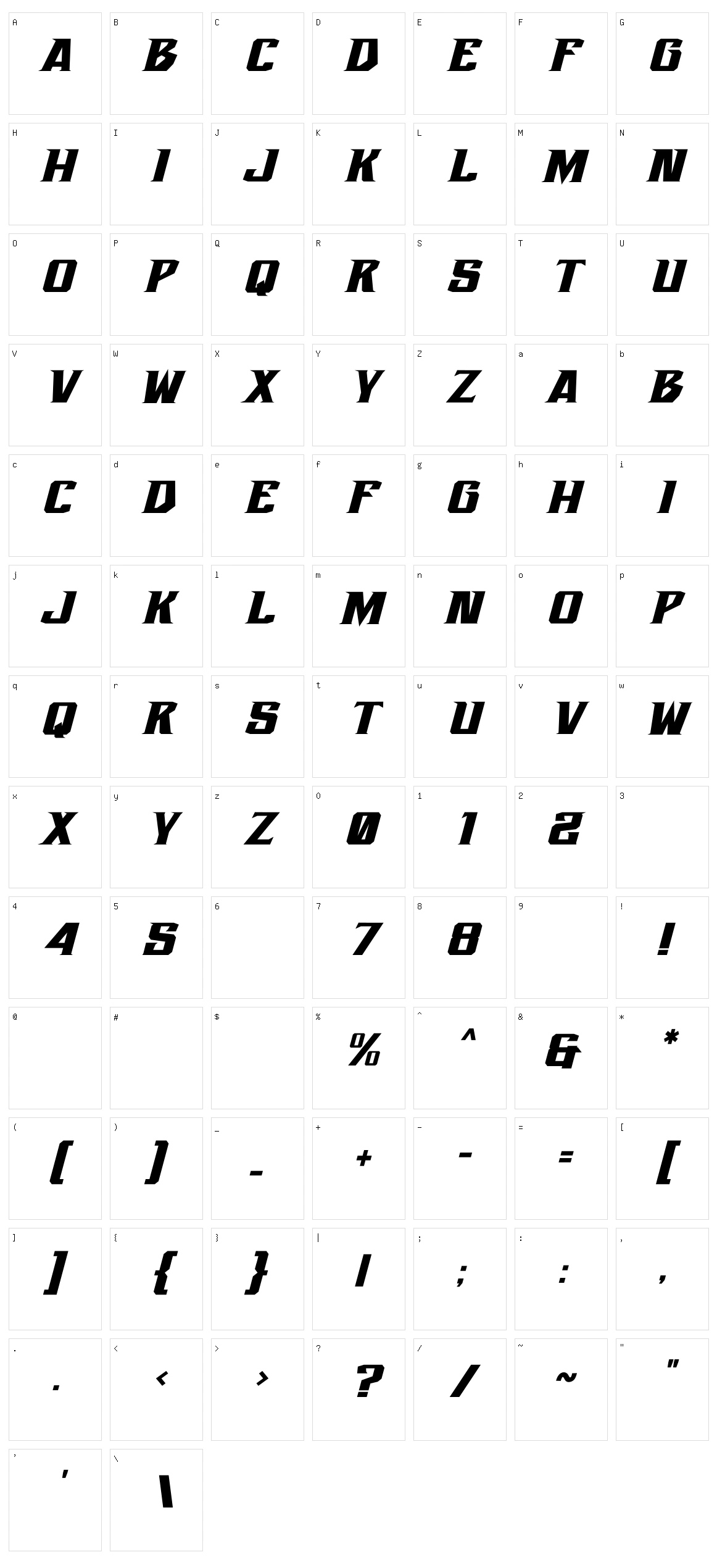 Racerboy Character Set