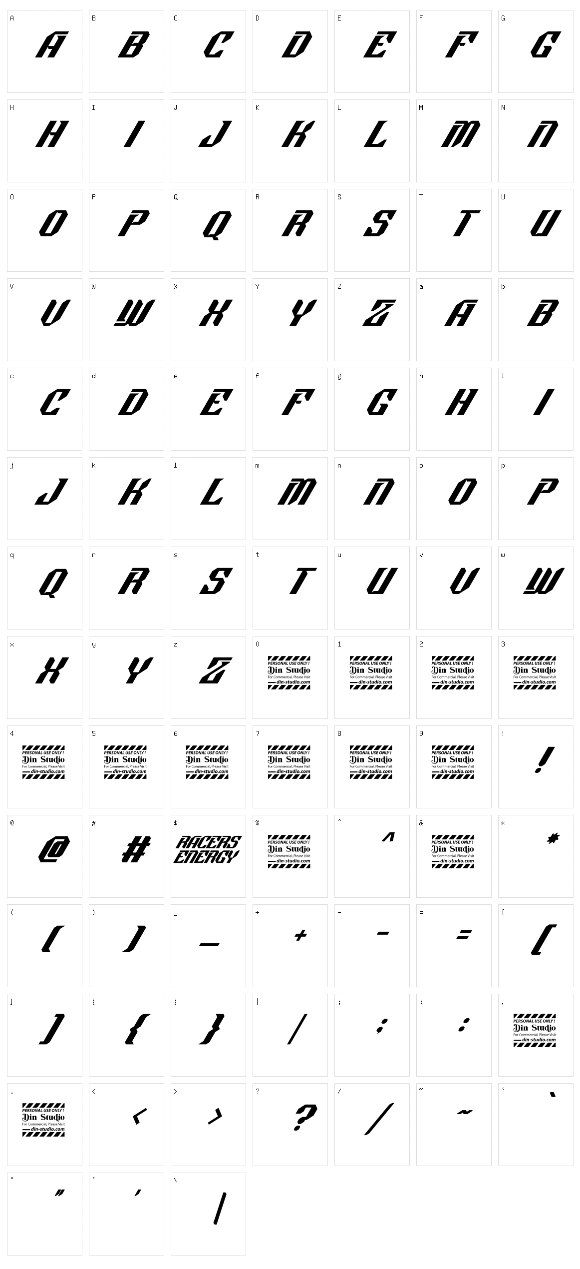 Racers Energy Character Set