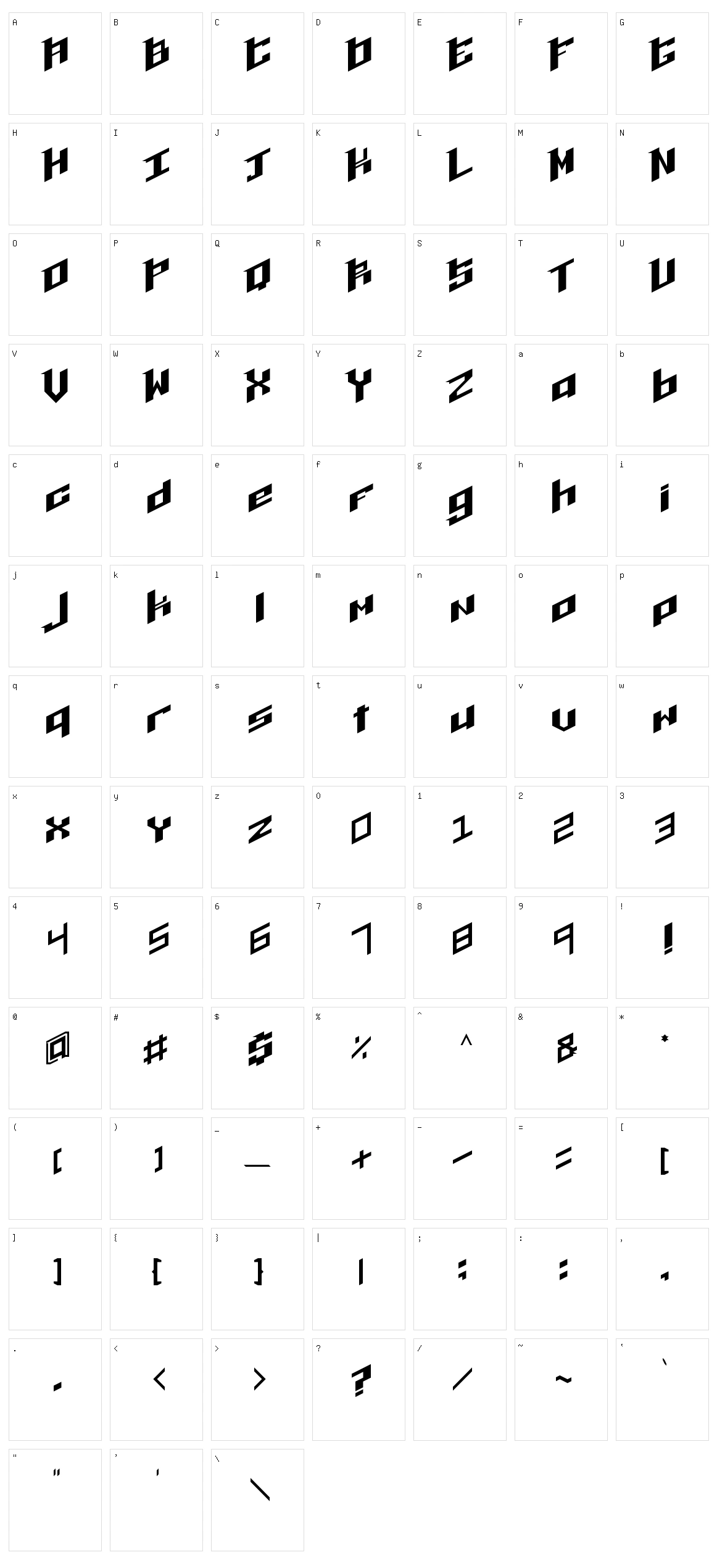 Raf Character Set