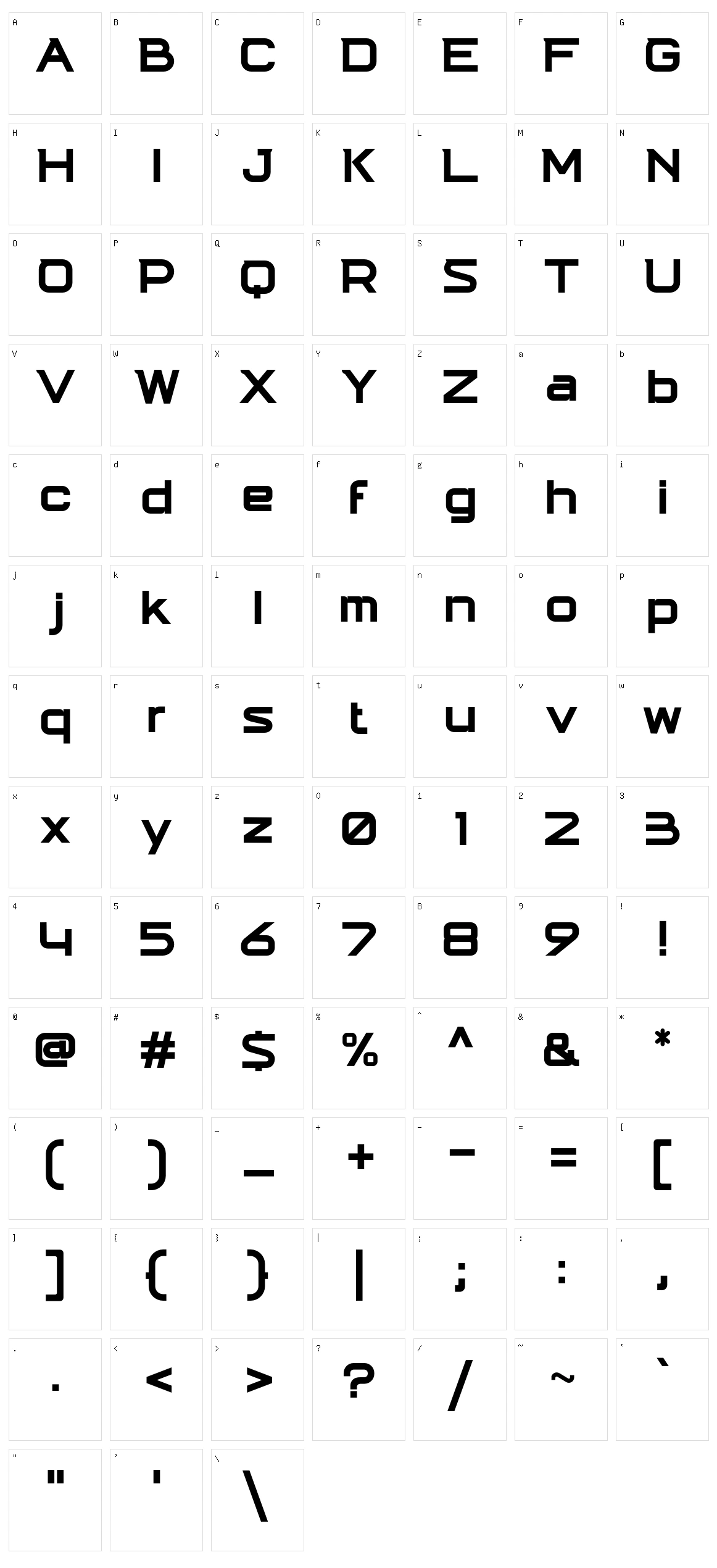 Rasky Character Set