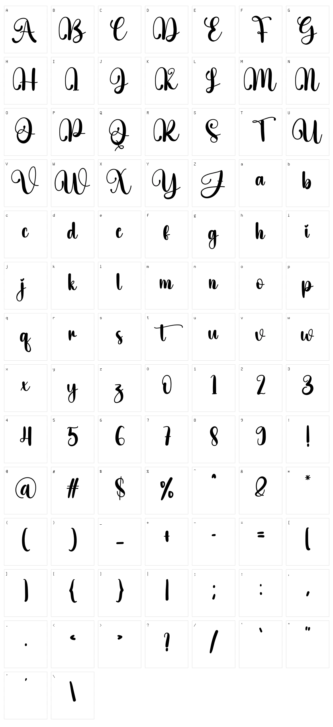 Butter Signature Character Set