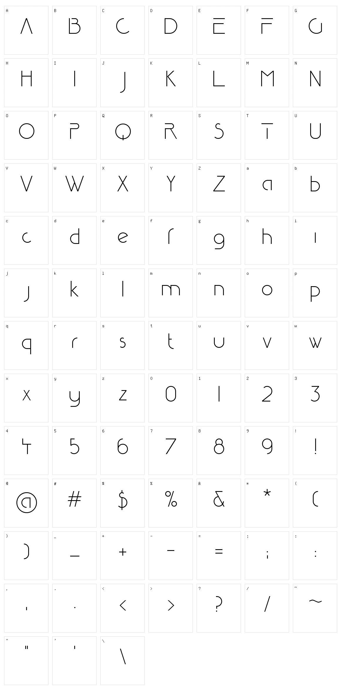 Reduza Infinity Character Set