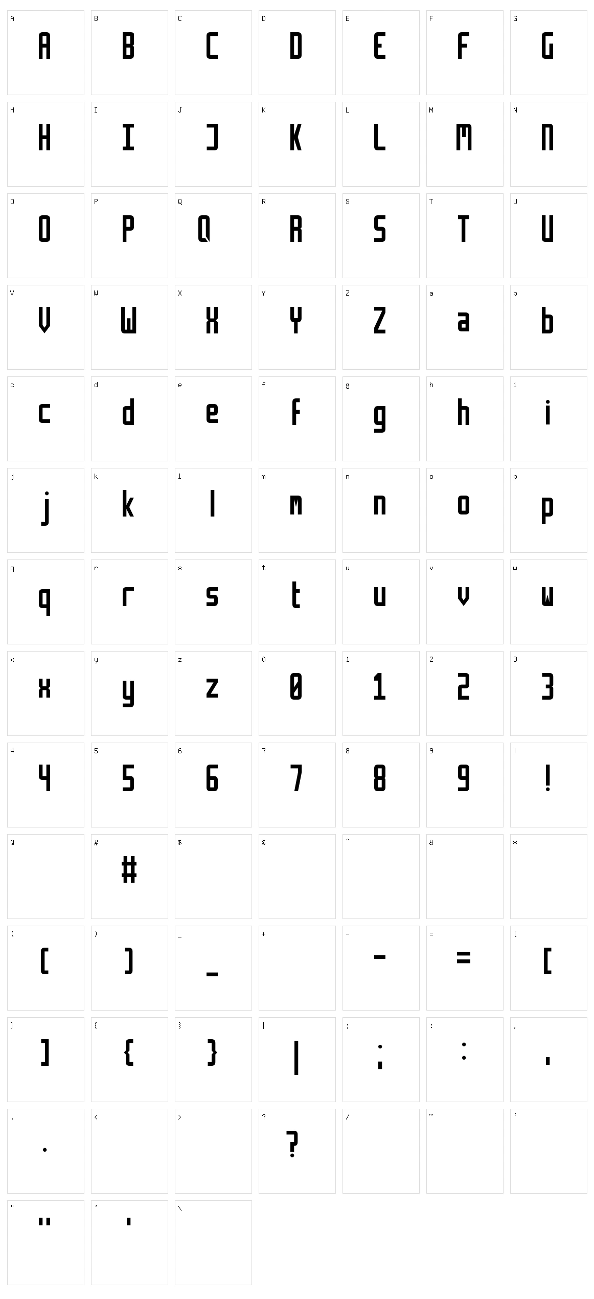 Retriga Character Set