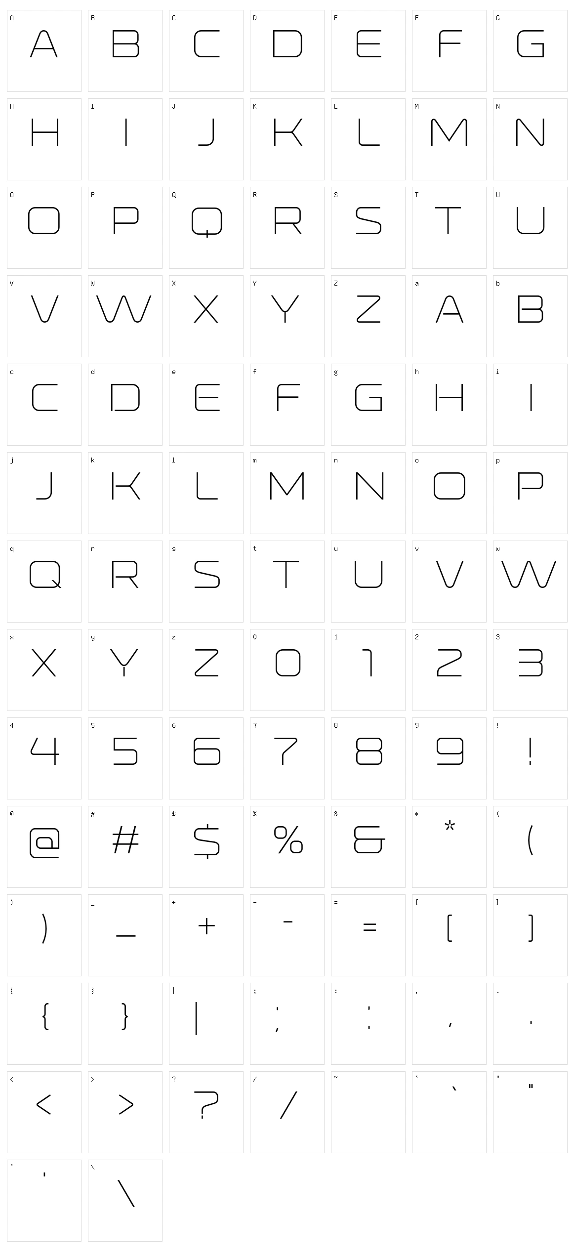Ronduit Capitals Character Set
