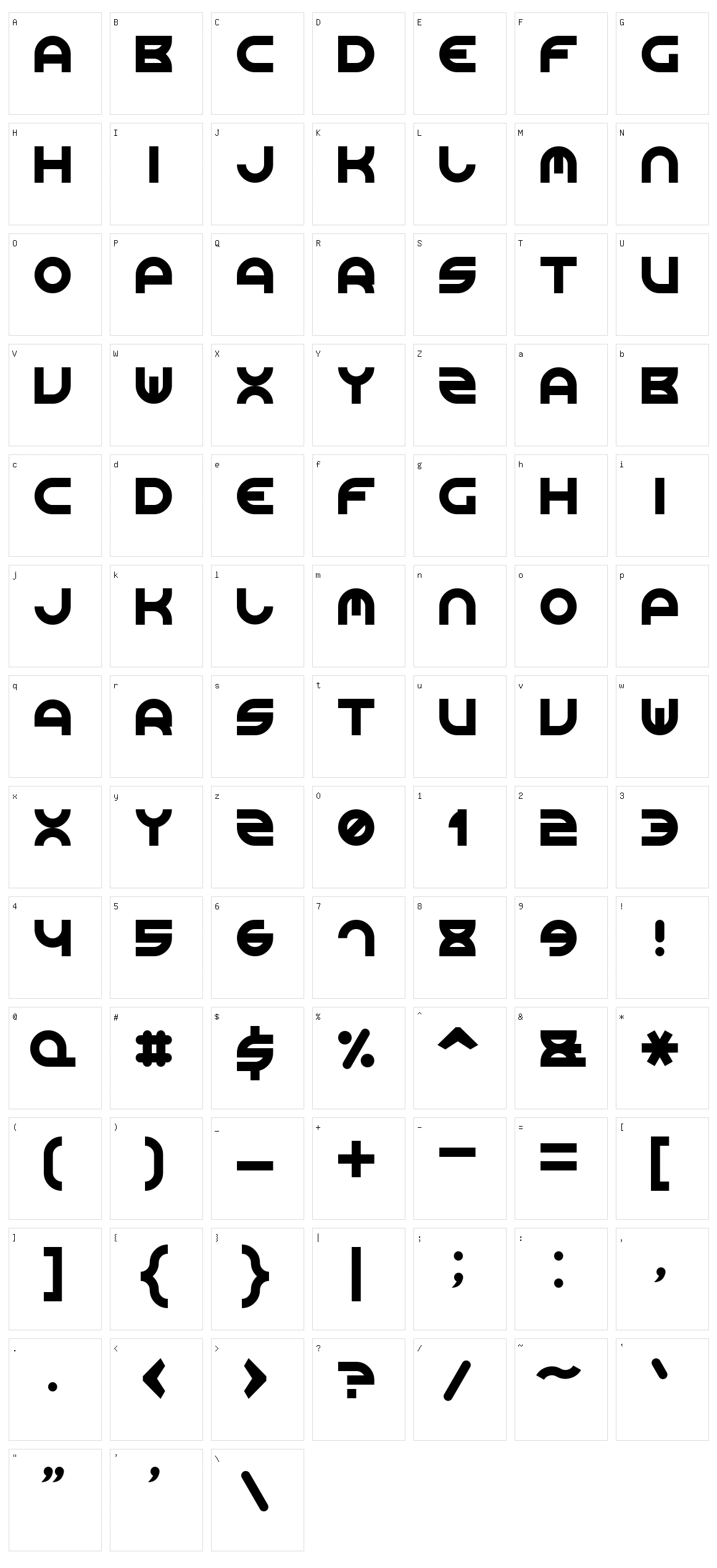 Rounded Line 7 Character Set