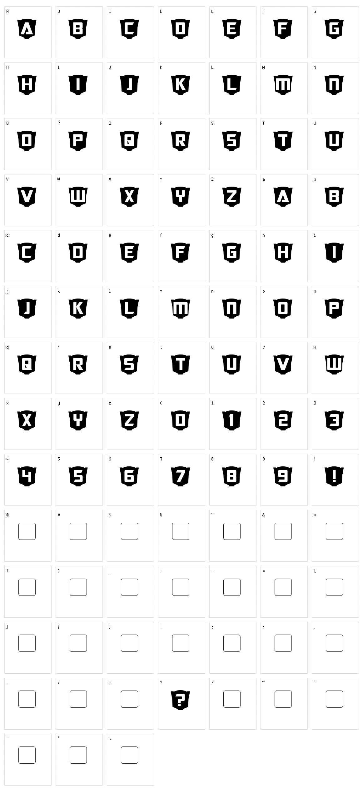 RubCaps Character Set