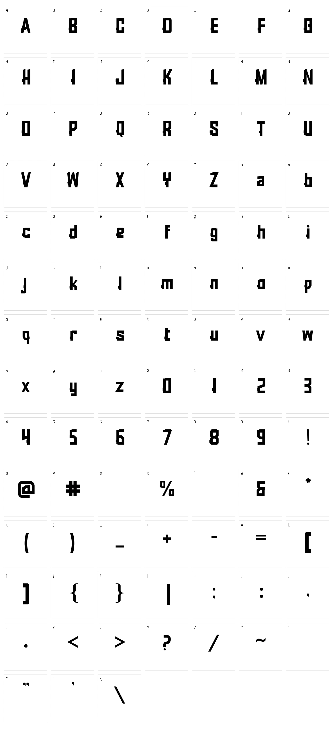 Rubrick Character Set