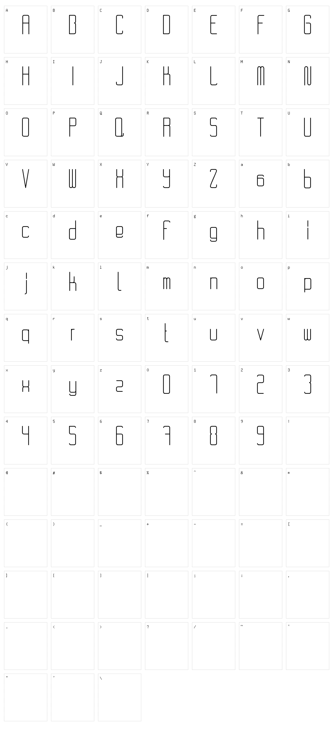 RvD Code 28 Character Set