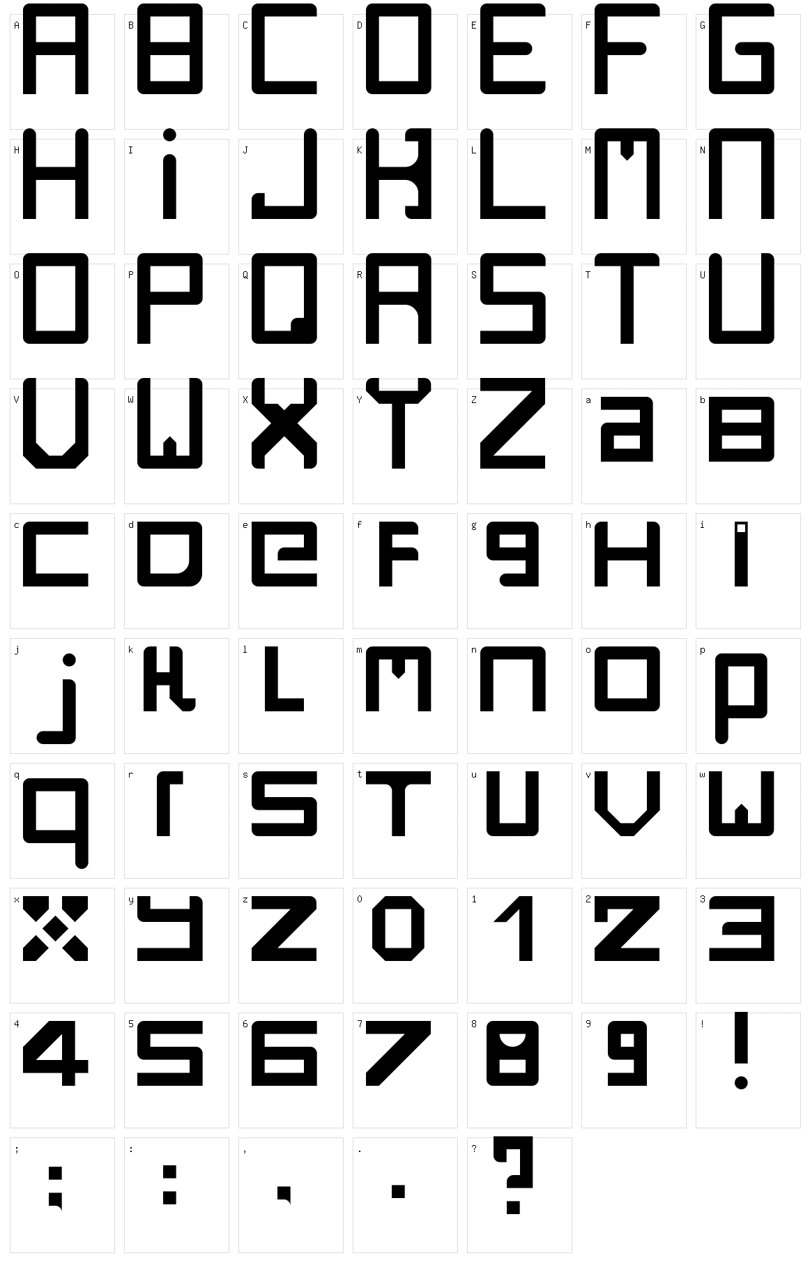 Rzrarti Character Set
