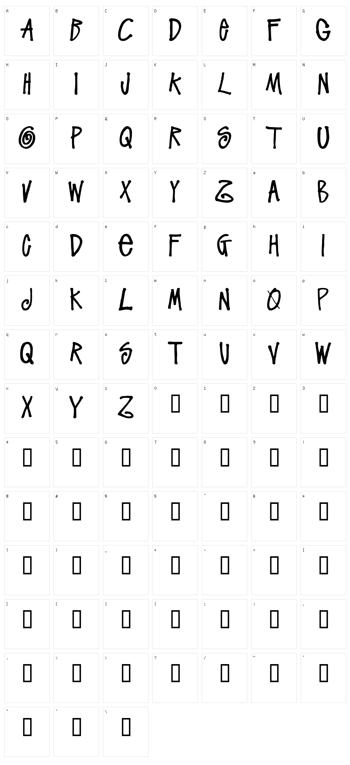 Stussy Script Character Set