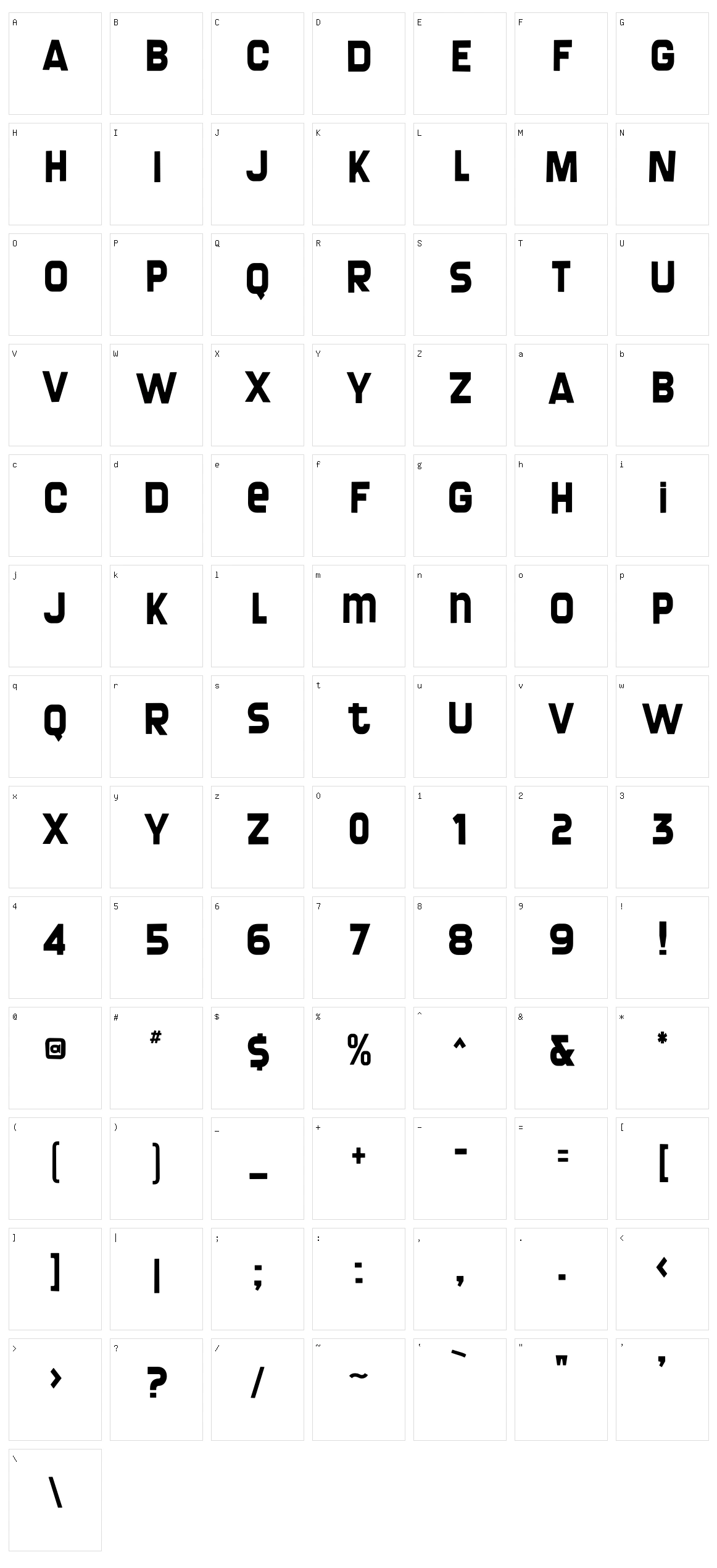 Screengem Character Set