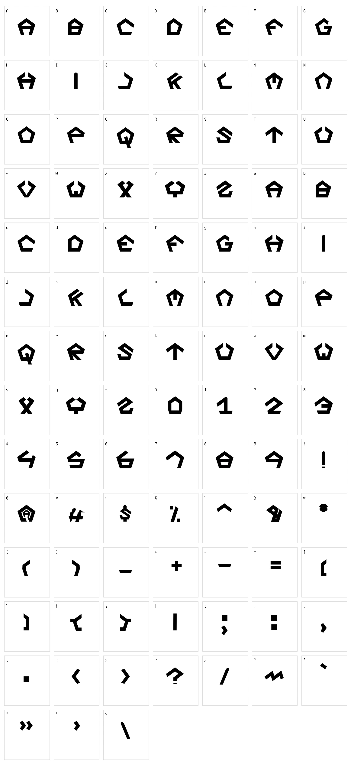 Segaz Character Set