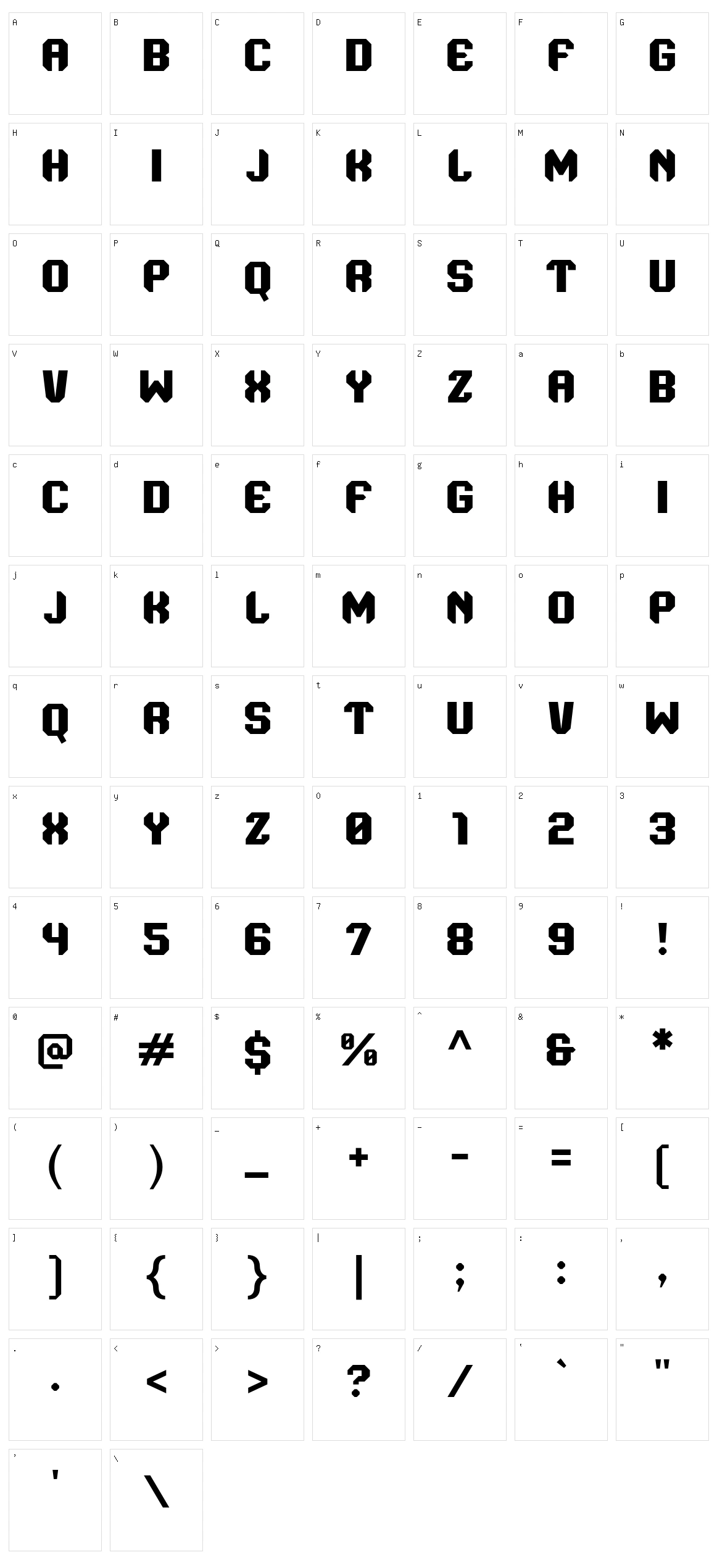 Send Box Character Set