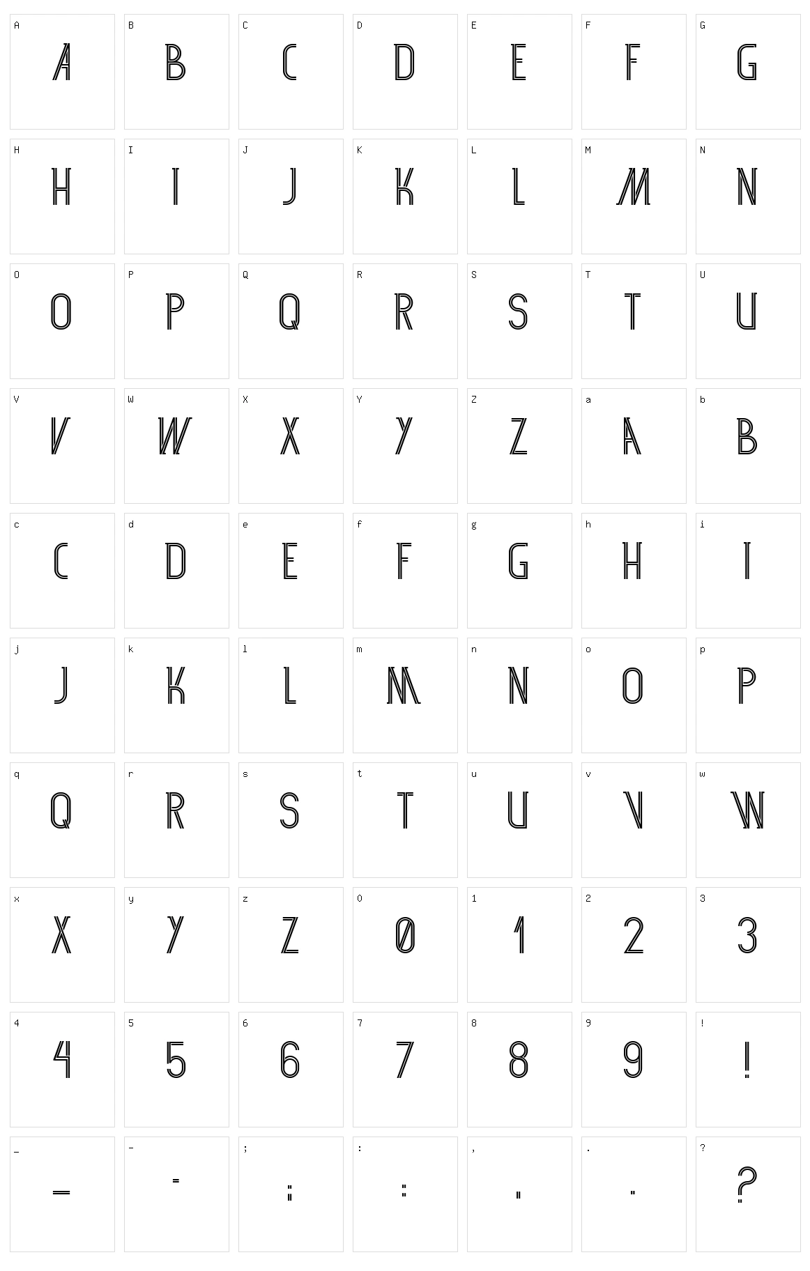 SF 360RT Character Set