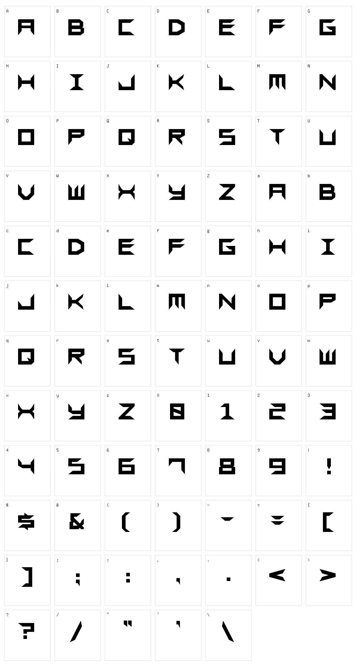 Sharps GF Character Set