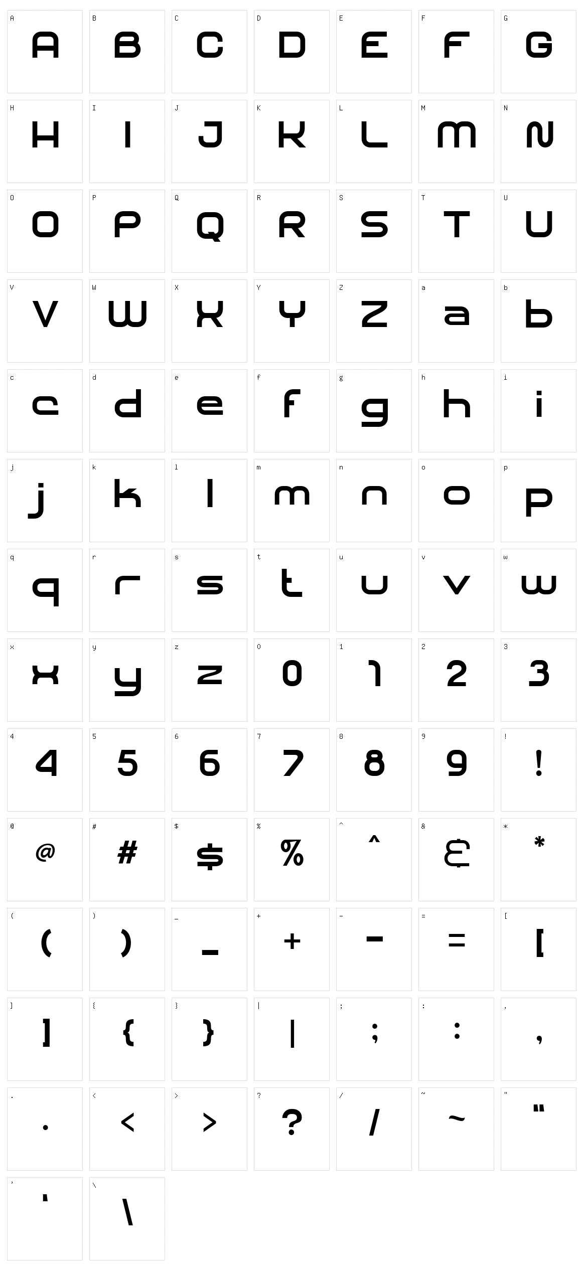 Shary Character Set