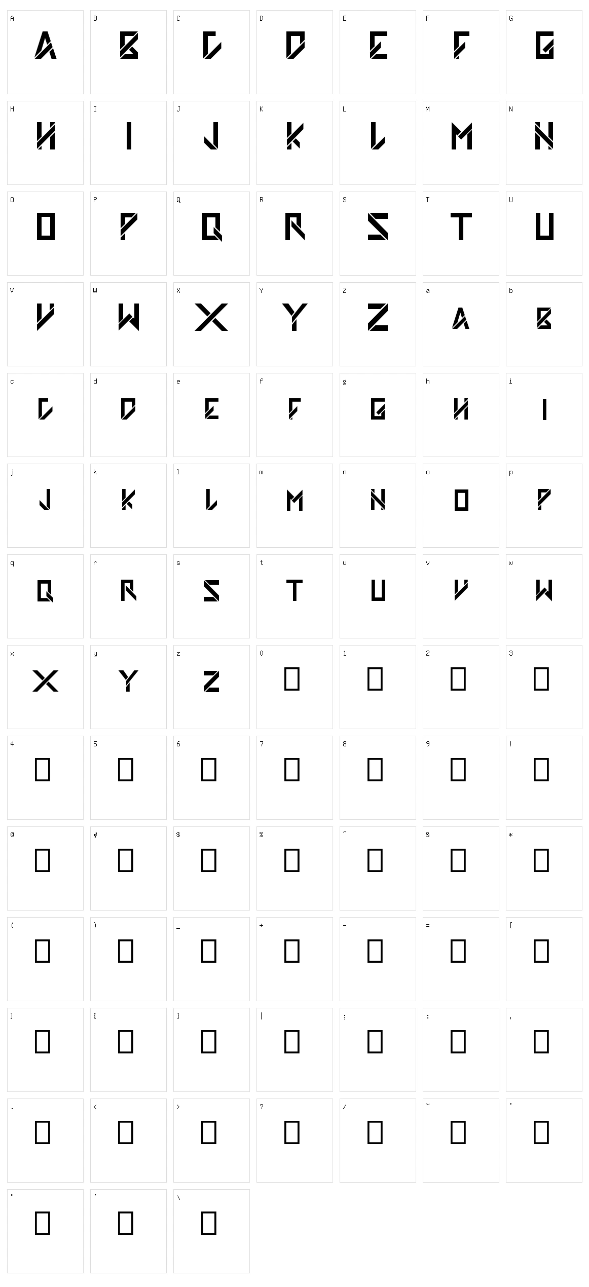 Slashfold Character Set