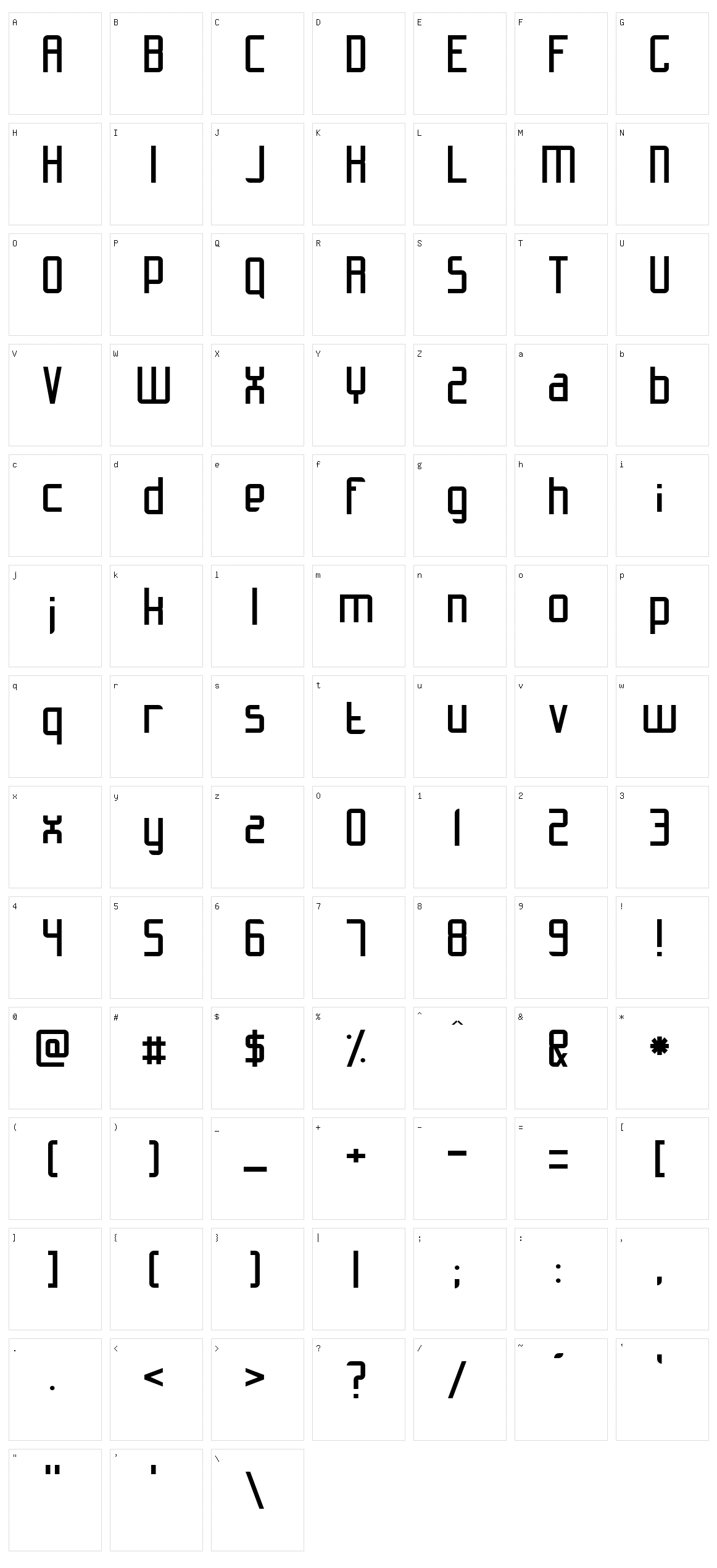 Slidfis Character Set