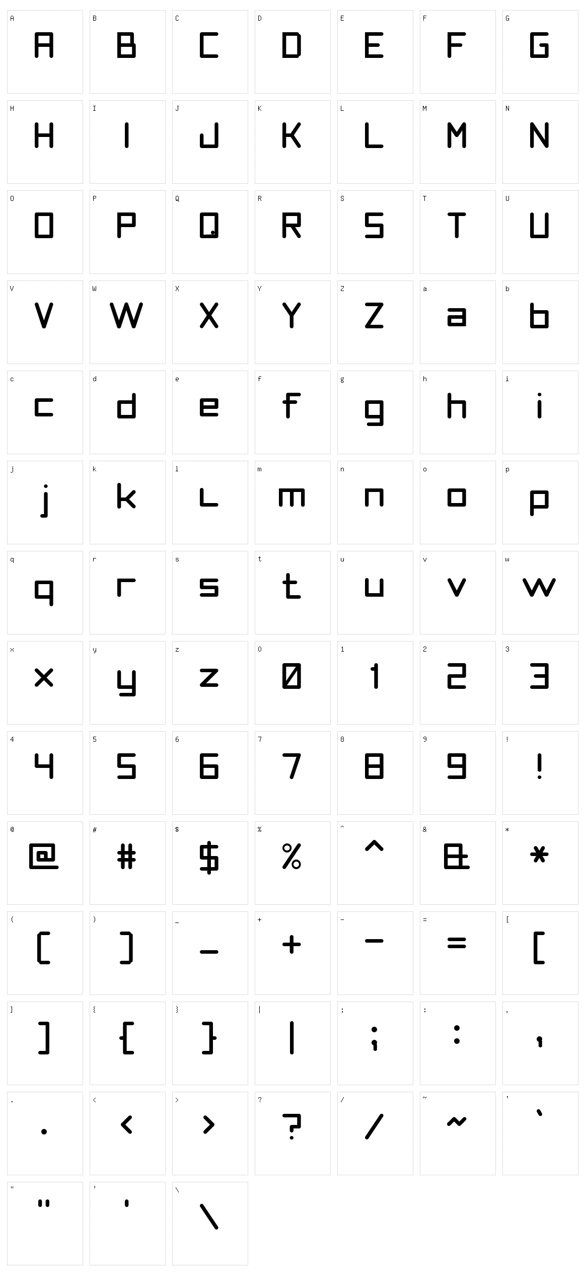 Smooth Line 7 Character Set