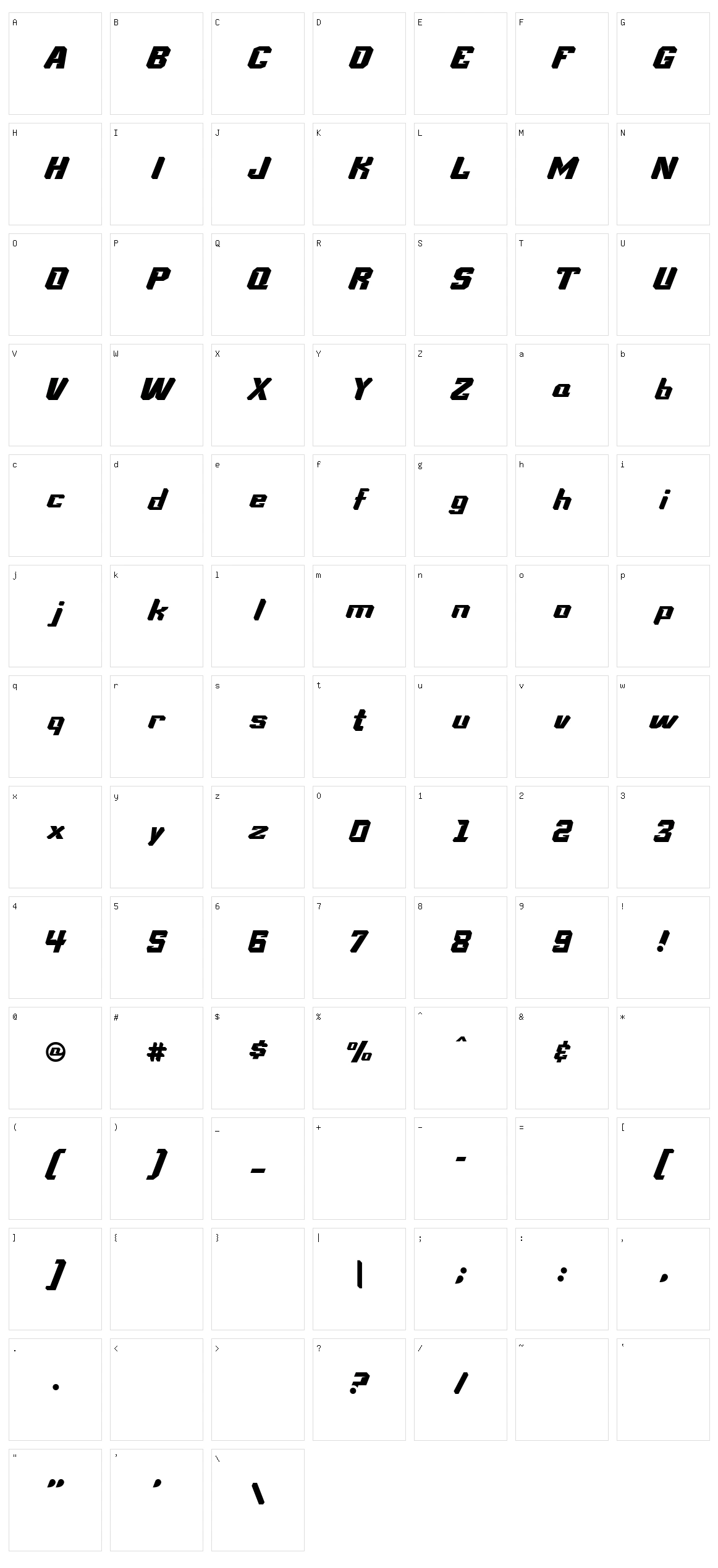 Solvast Character Set