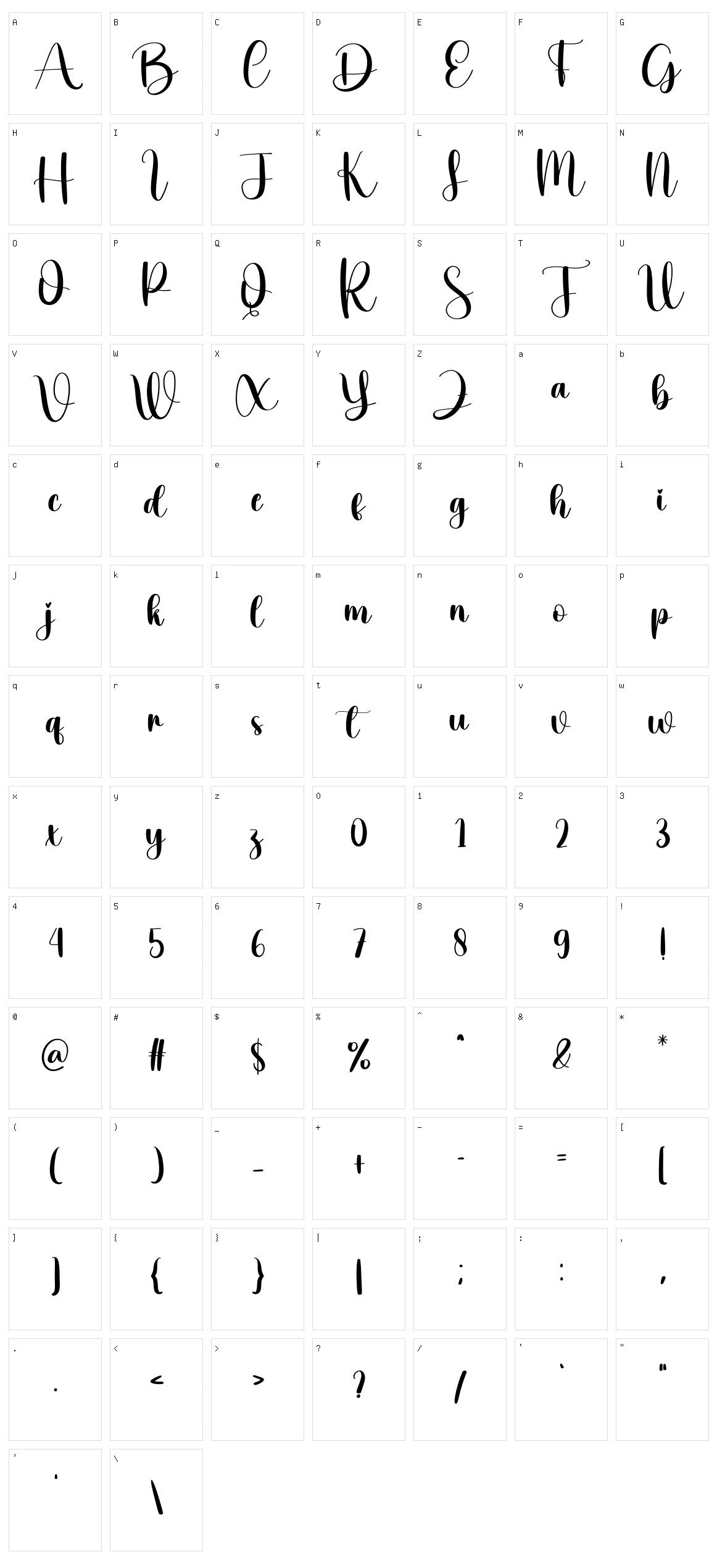 Calligraphy Character Set