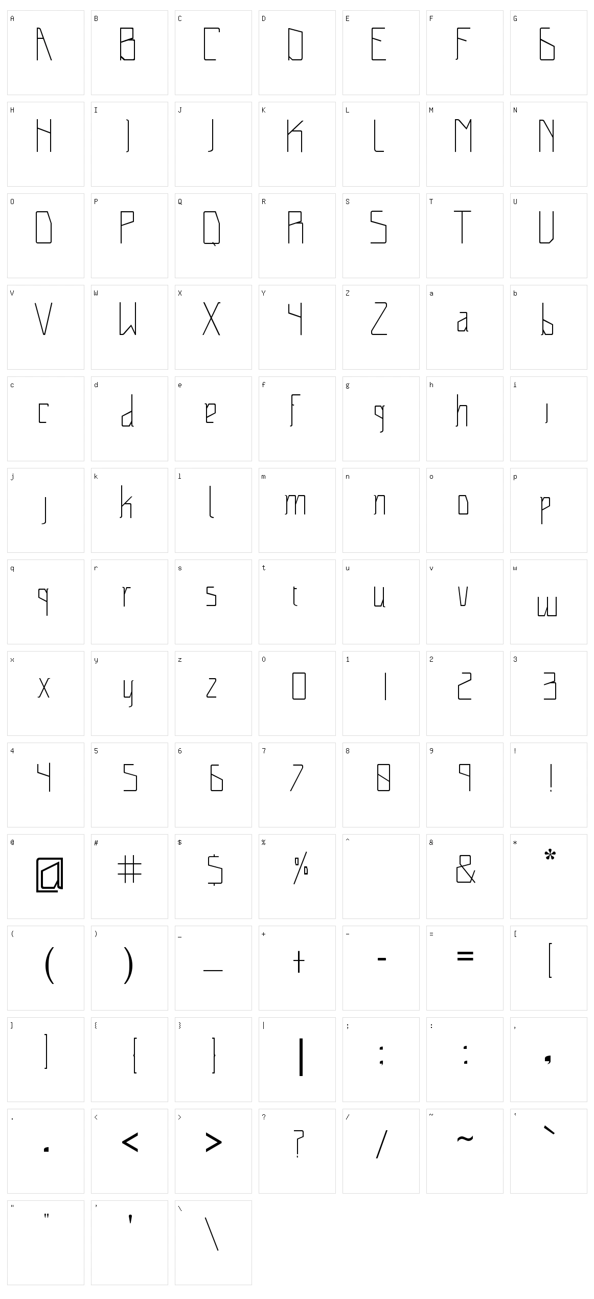 Space Font Character Set